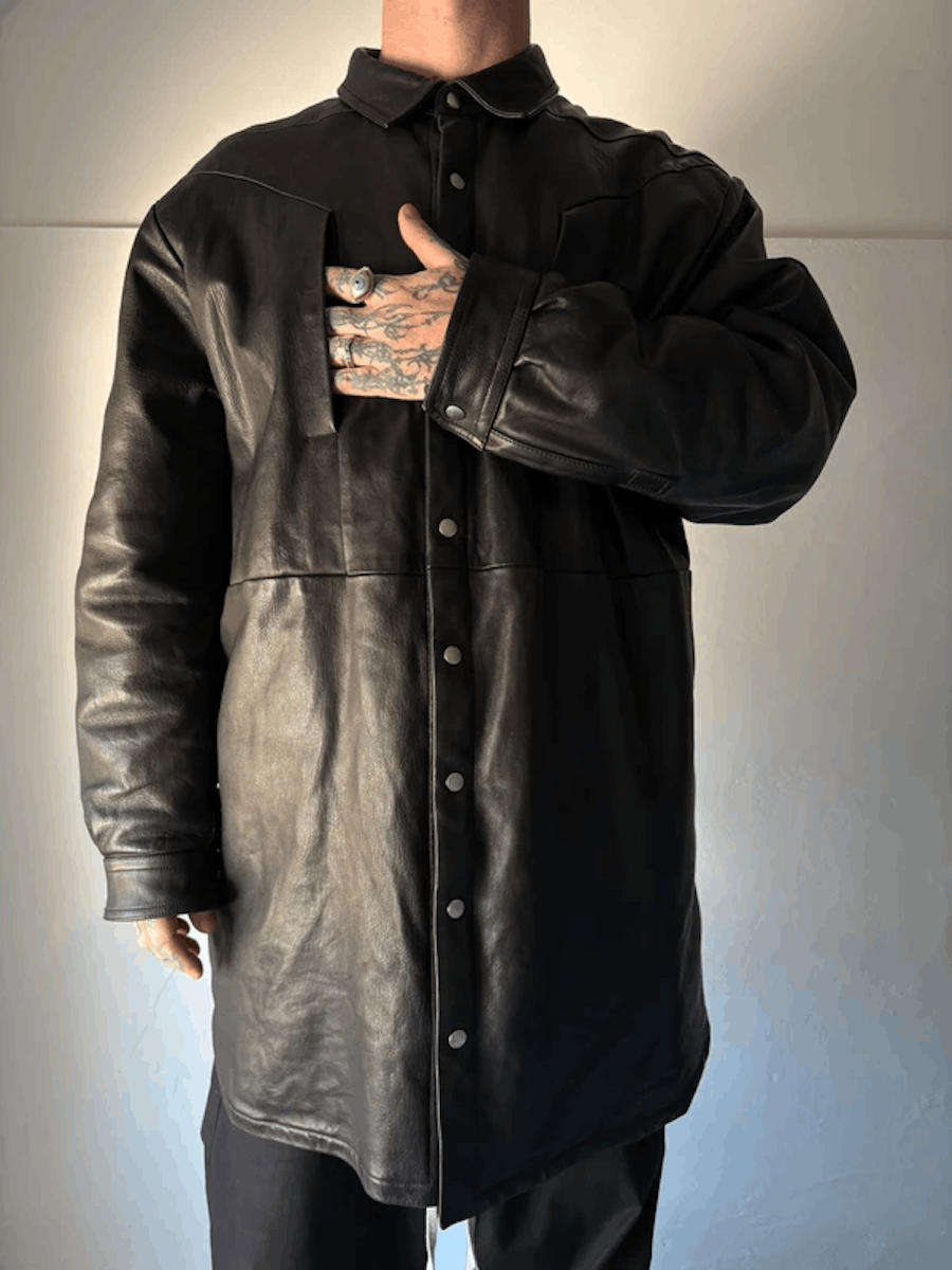 Rick Owens Rick Owens Padded leather “Fog Pocket” overshirt. Size US XL / EU 56 / 4 - 2 Thumbnail