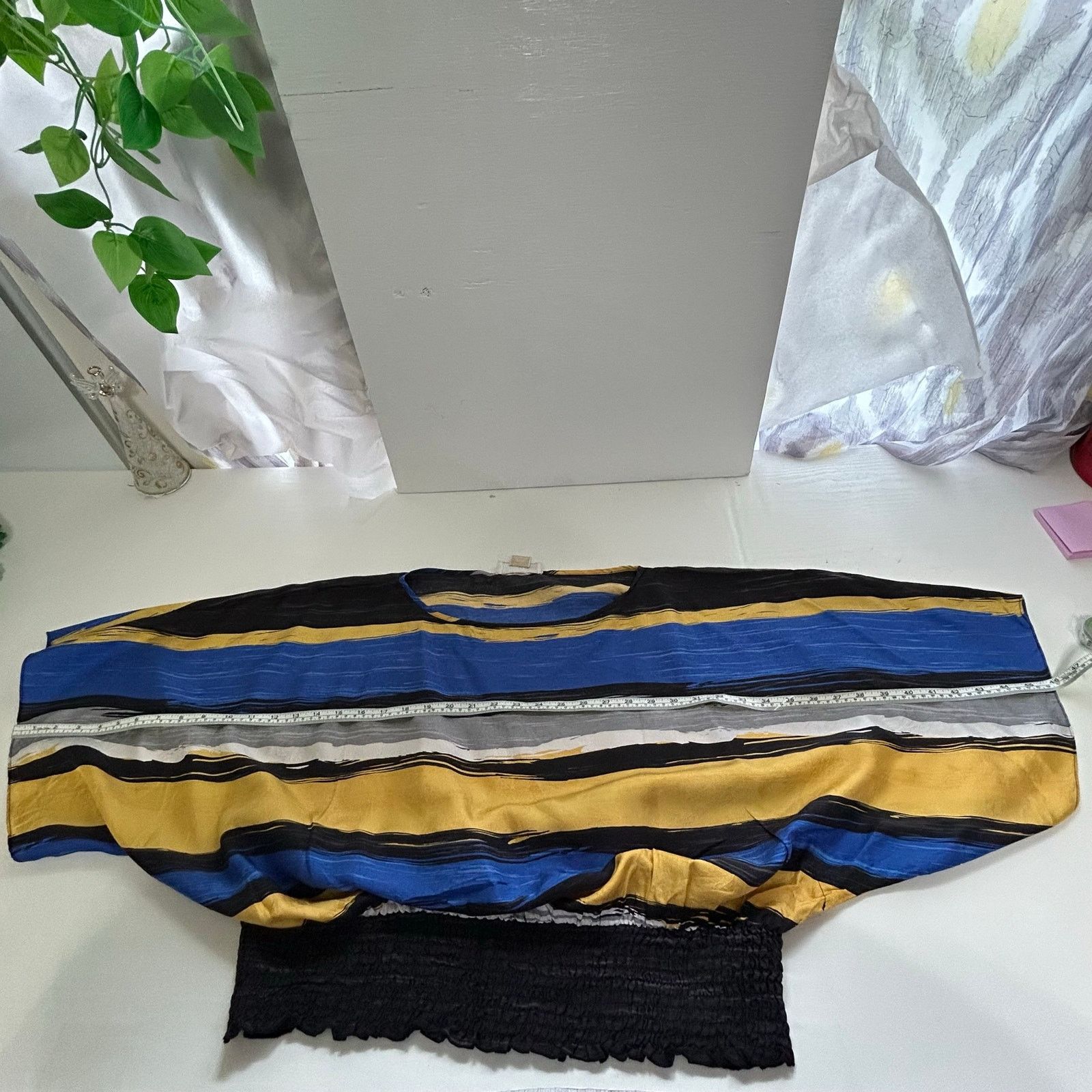 Michael Kors Michael Michael Kors Silk Blouse XL Yellow Blue Black Stripe Size XL / US 12-14 / IT 48-50 - 11 Thumbnail