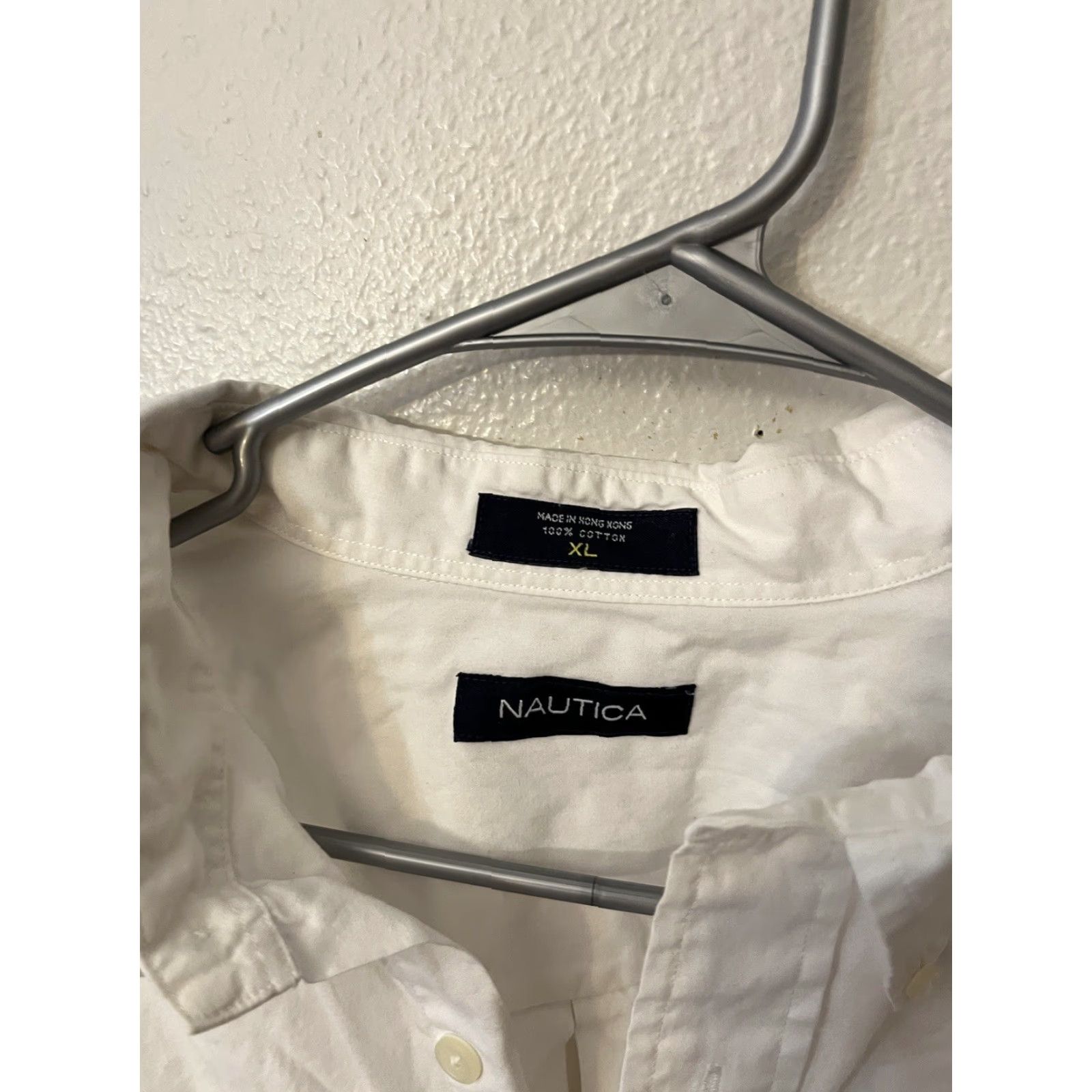 Nautica Nautica Button-Up Shirt Small White Solid Collared LS Mens Classic Fit Size US S / EU 44-46 / 1 - 3 Thumbnail