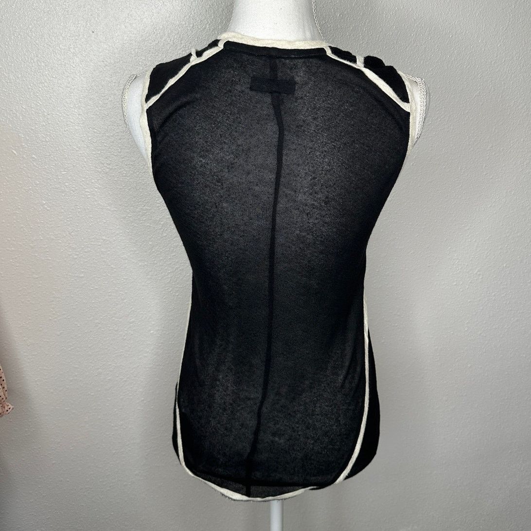 Rag & Bone Rag & Bone Black & Cream Round Neck Sleeveless Sheer Tank S Size S / US 4 / IT 40 - 5 Thumbnail