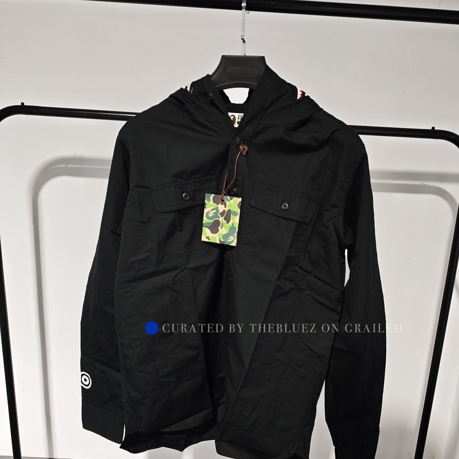 Bape Shark Hooded Shirt in Black - Size XL Size US XL / EU 56 / 4 - 1 Thumbnail