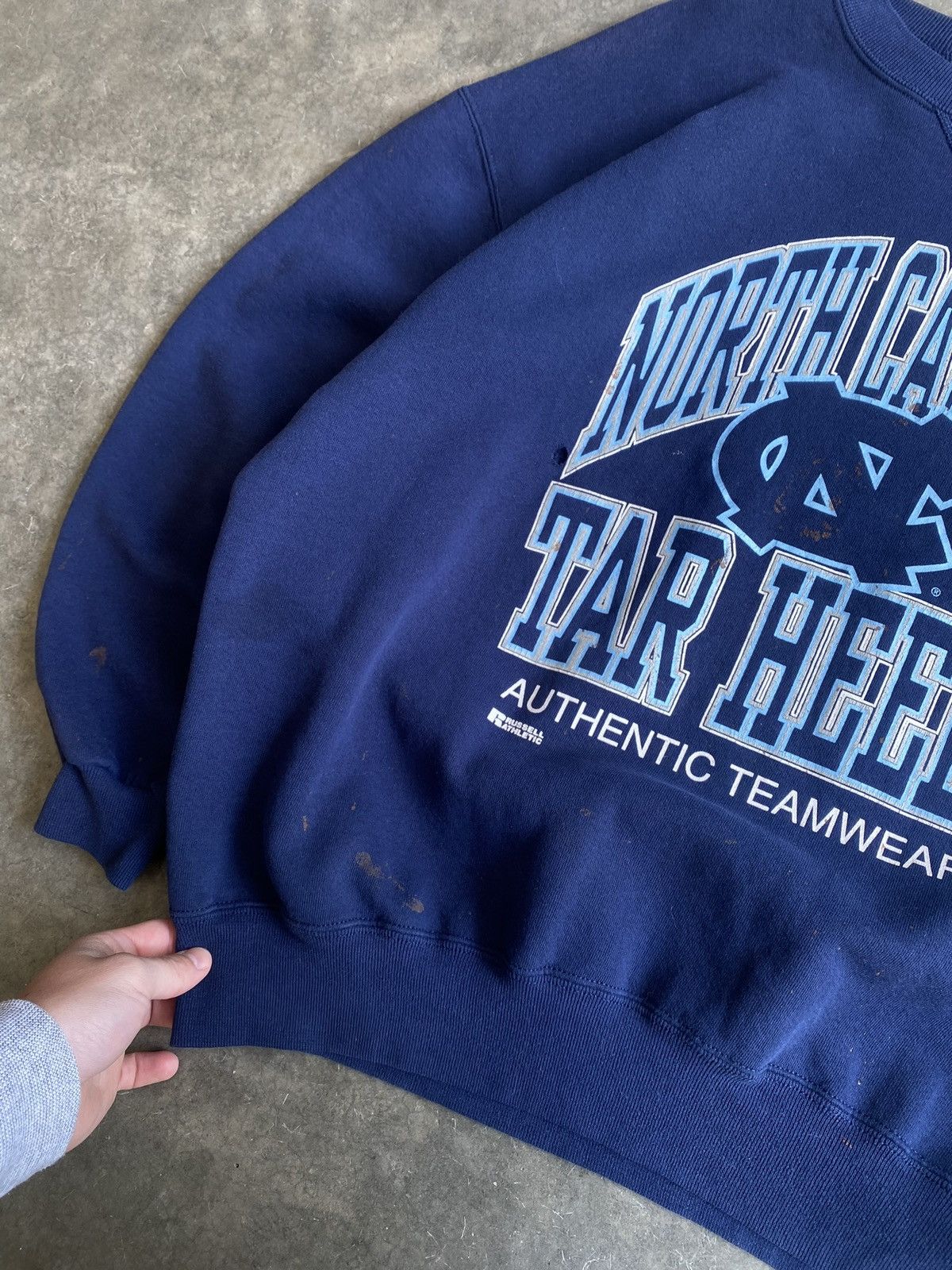 Russell Athletic 90s UNC Tar Heels Russell Athletics Distressed Crewneck Size US XL / EU 56 / 4 - 6 Thumbnail