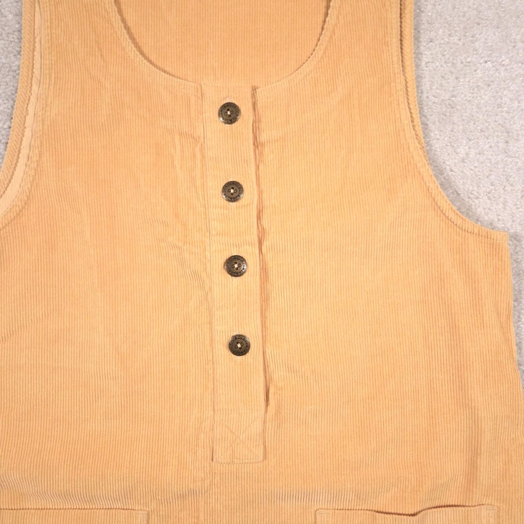 Vintage Christopher & Banks Womens S Beige Corduroy Shift Dress - Casual Workwear Size S / US 4 / IT 40 - 5 Thumbnail