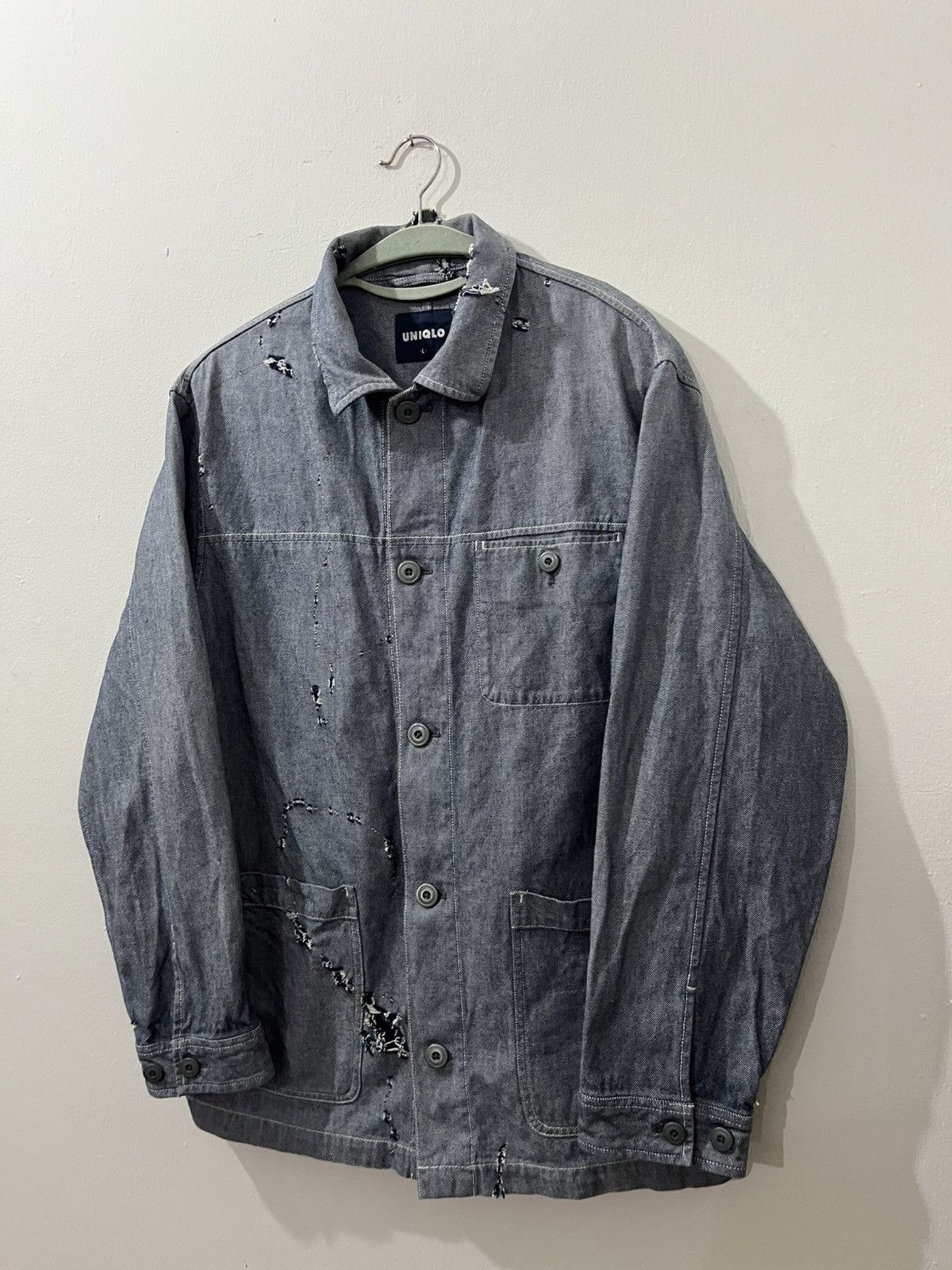 Japanese Brand 💥2000s Y2K Uniqlo Ripped Distressed Trashed Chore Jackets Size US L / EU 52-54 / 3 - 3 Thumbnail