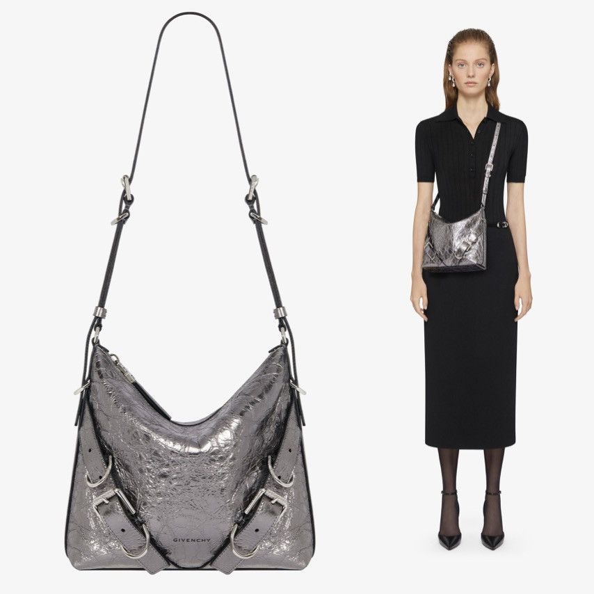 Givenchy Givenchy Small Voyou Laminated Leather Crossbody Bag Silver Size ONE SIZE - 5 Thumbnail