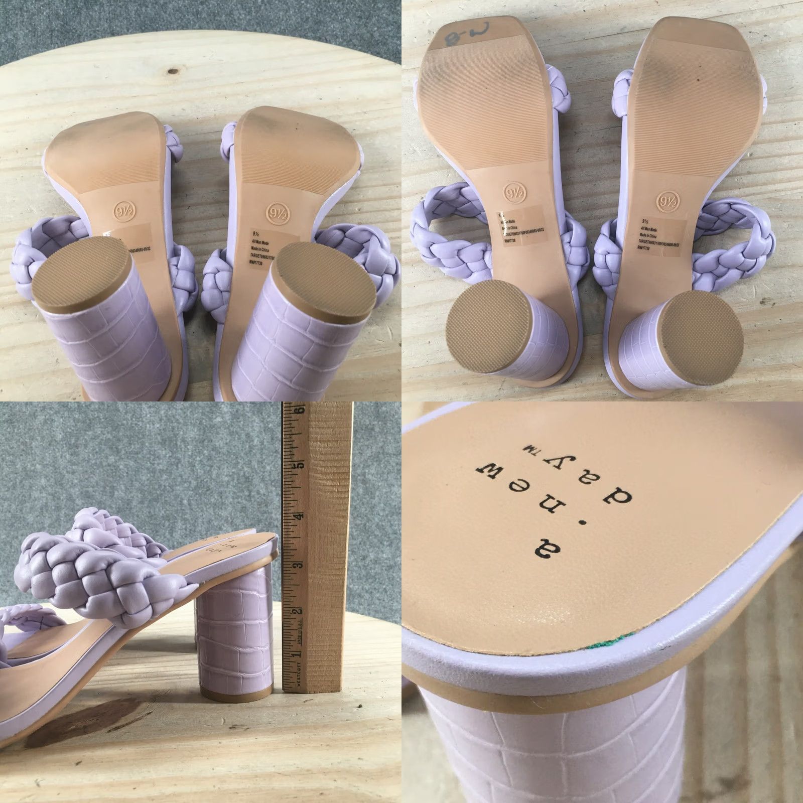 Vintage A New Day Sandals Womens Basil Slide Mules Purple Faux Leather Casual Heeled Size US 10 / IT 40 - 8 Thumbnail