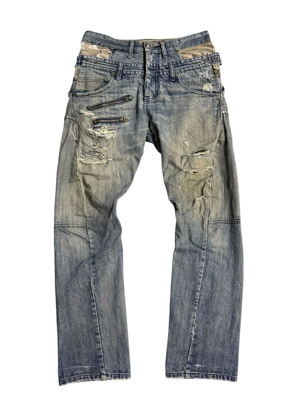 Hysteric Glamour BREATHMINT DOUBLE WAIST TWIST LEGS DISTRESSED JEANS Size US 42 / EU 58 - 1 Thumbnail