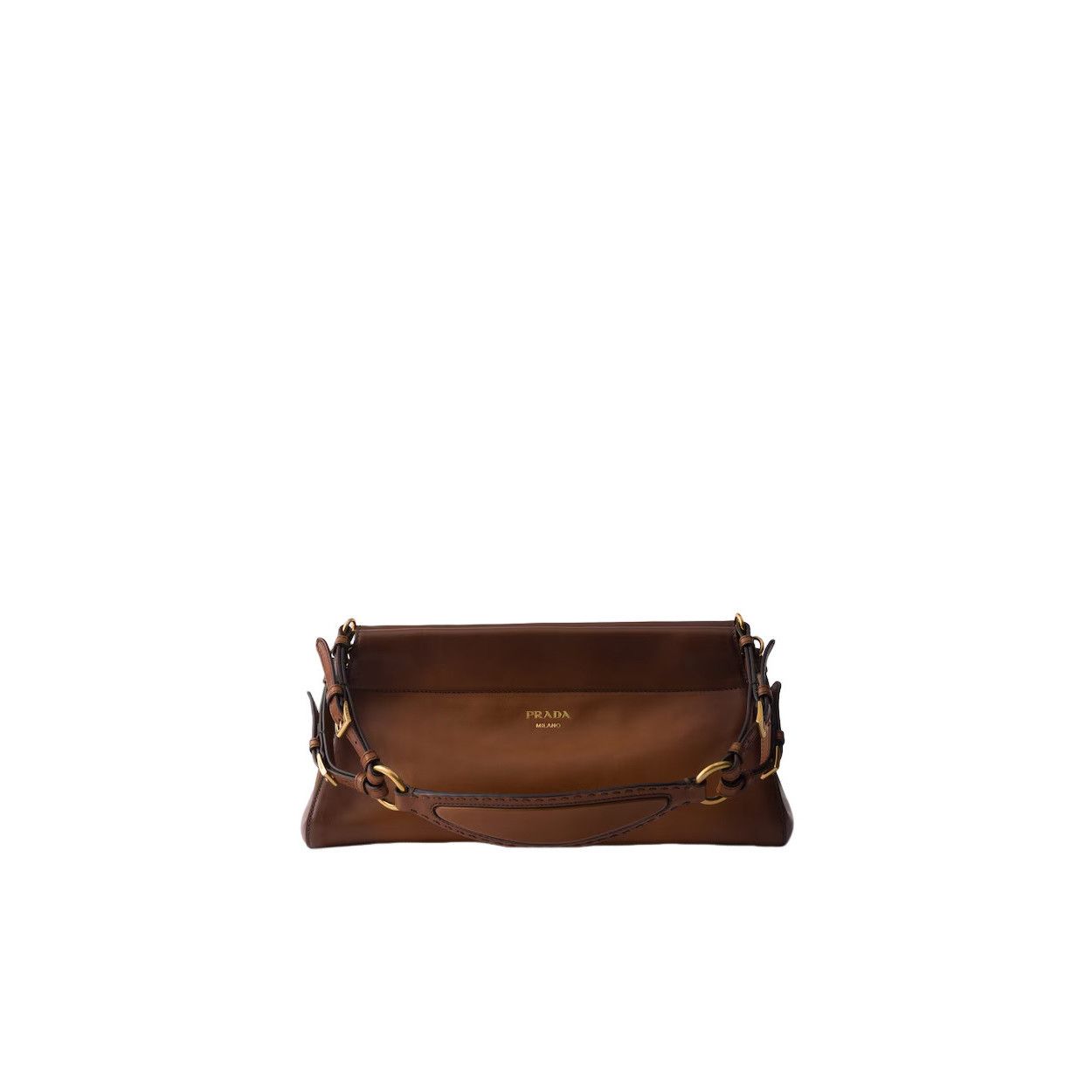 PRADA Enchaine Medium $3900 Cognac Leather Top Handle Bag Ne