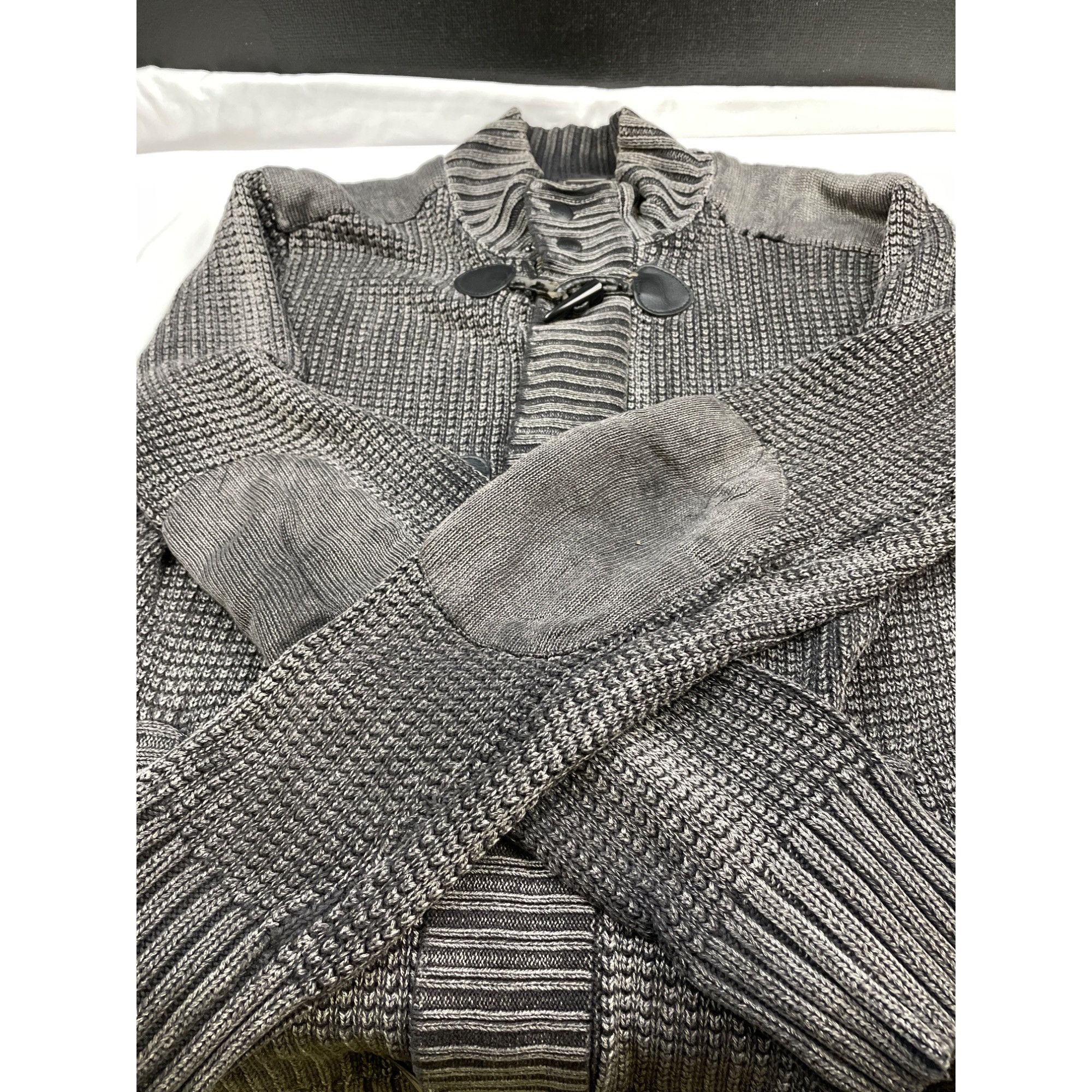 Express Express Men's Charcoal Gray Knitted/Zip up/Button Sweater SK Size US M / EU 48-50 / 2 - 8 Thumbnail