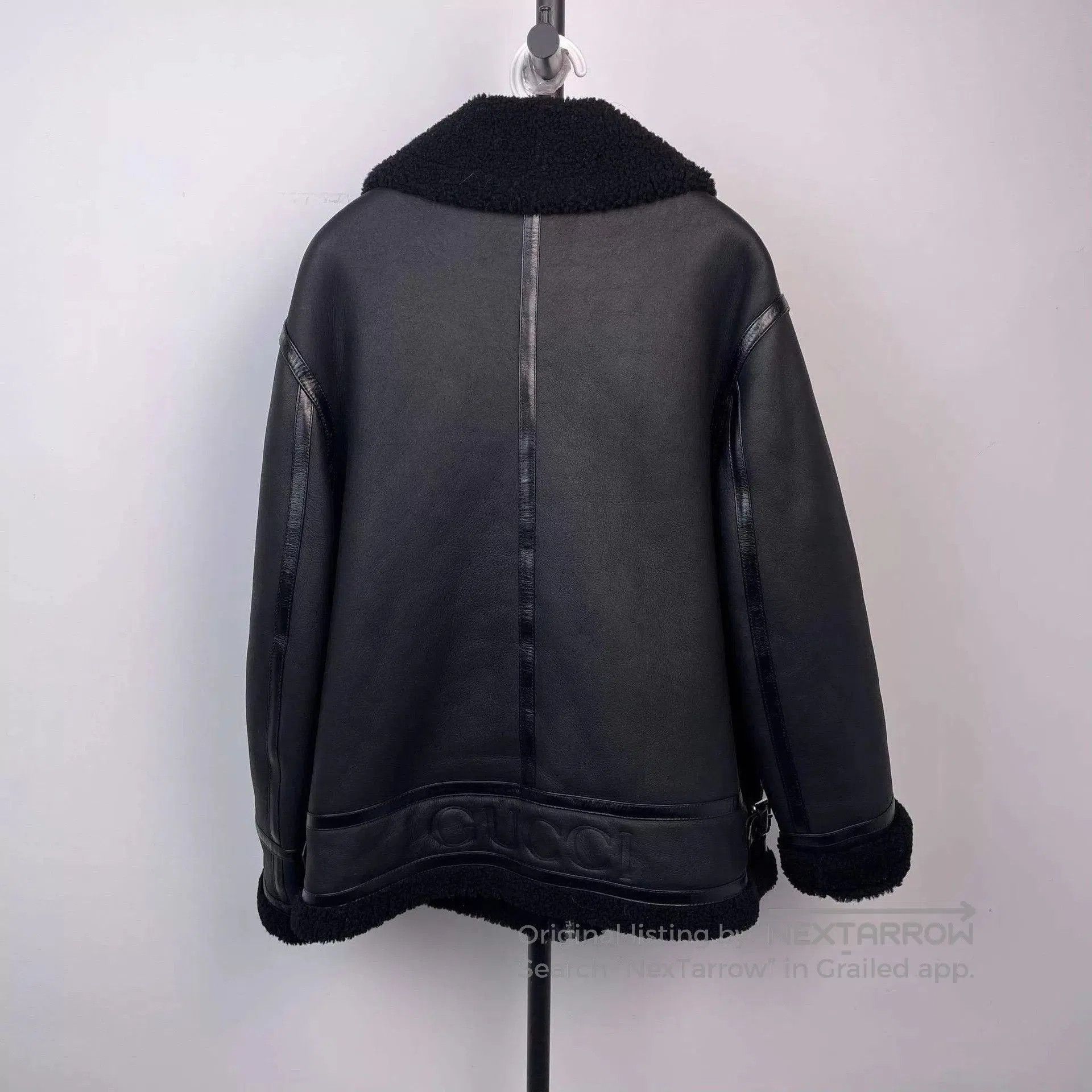 Gucci Black Leather Jacket with Shearling Collar. Size US S / EU 44-46 / 1 - 2 Thumbnail