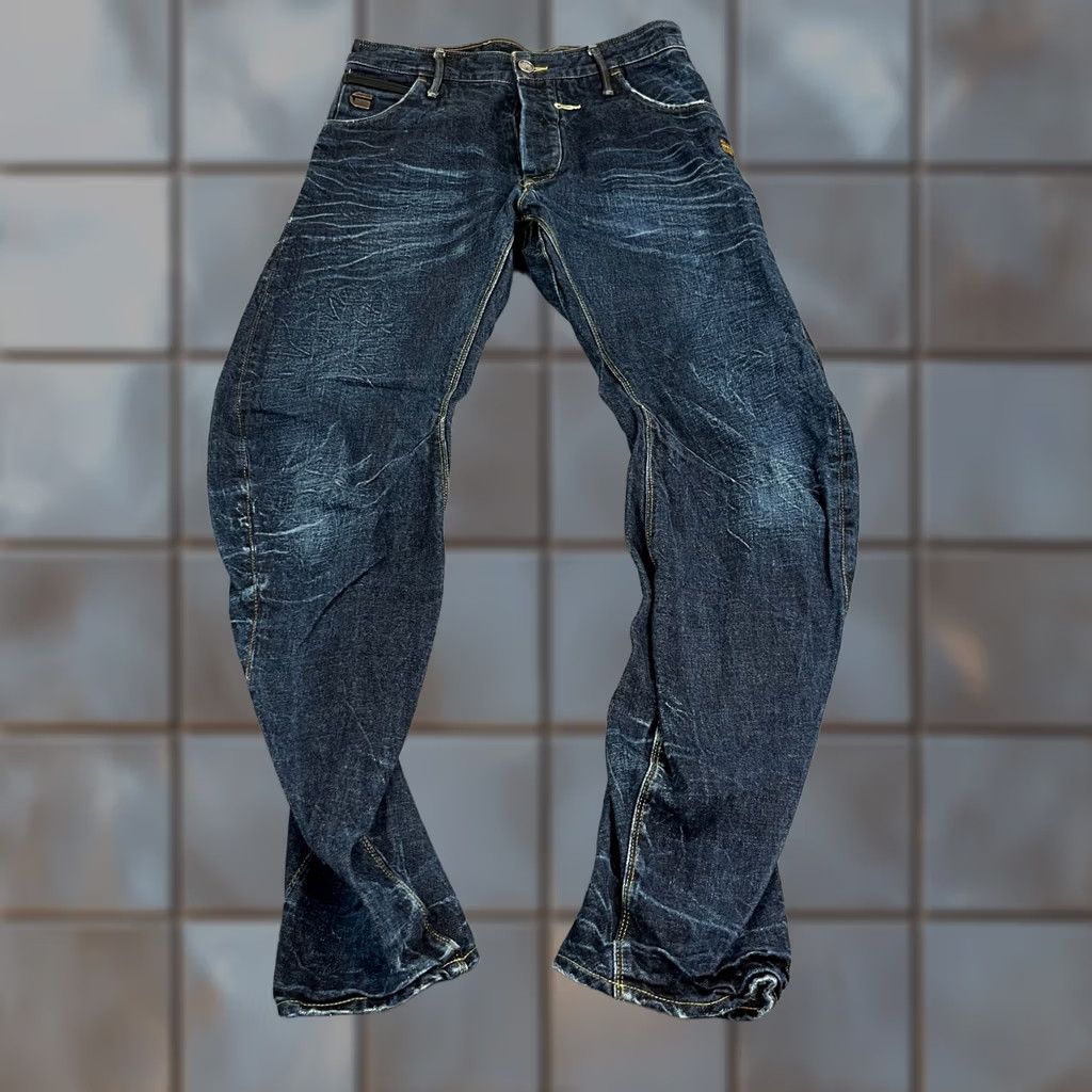 G-Star G-Star 3301 Jeans Arc Loose Tapered Denim Dark Wash Blue Whiskers 30 Regular Men Mens 5-Pocket Vintage No Zip Button Dark Wash Jeans Size US 30 / EU 46 - 1 Thumbnail