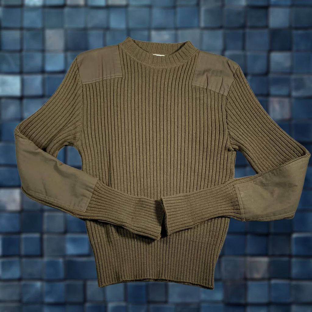Olive DSCP Valor Collection Sweater Mens 40 Olive Green Wool Pullover Patch Crew Neck Military Surplus Knit Size US M / EU 48-50 / 2 - 1 Thumbnail