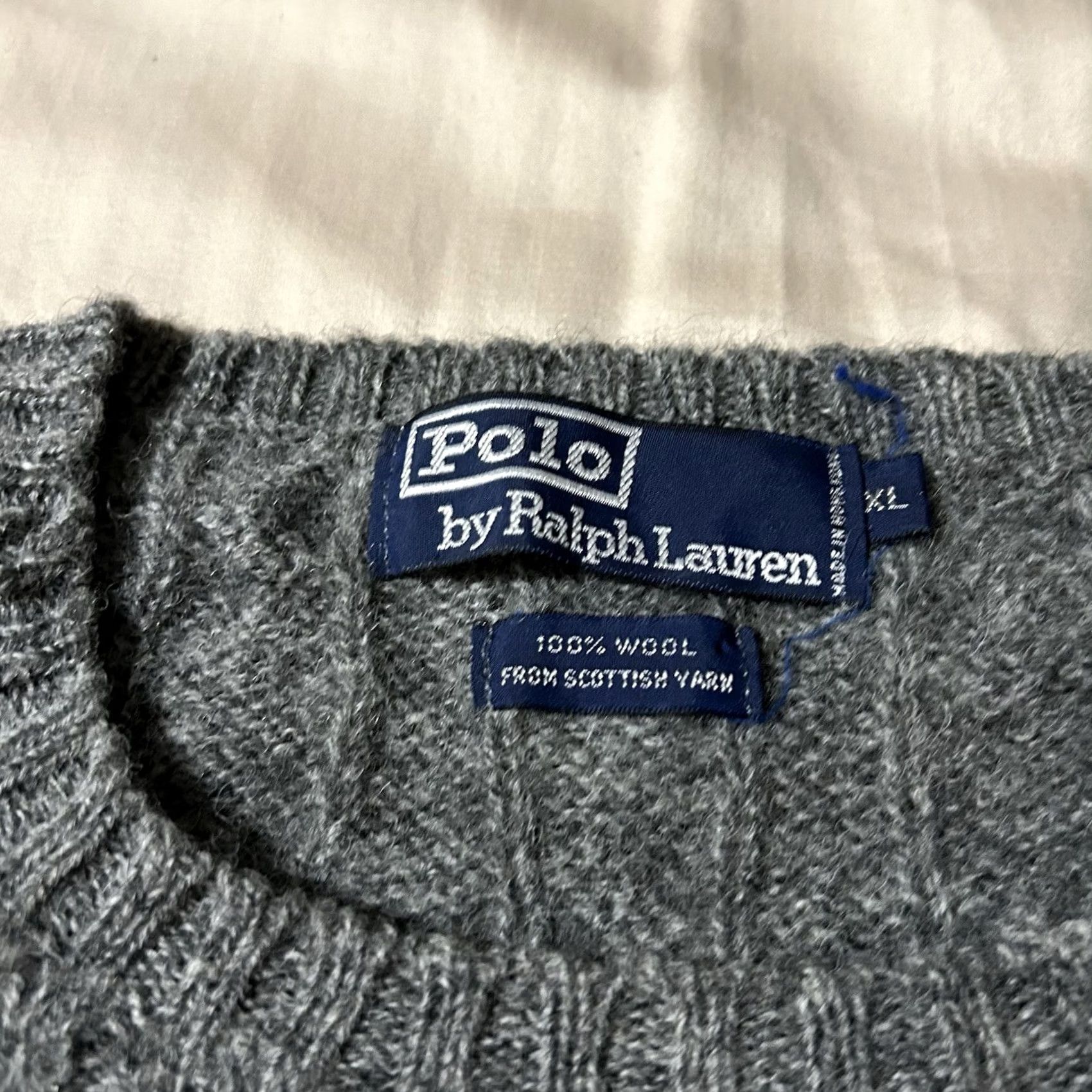 Polo Ralph Lauren VINTAGE Polo Ralph Lauren Fisherman Cable-Knit Wool Sweater XL Men Gray 90s Pullover Size US XL / EU 56 / 4 - 2 Thumbnail