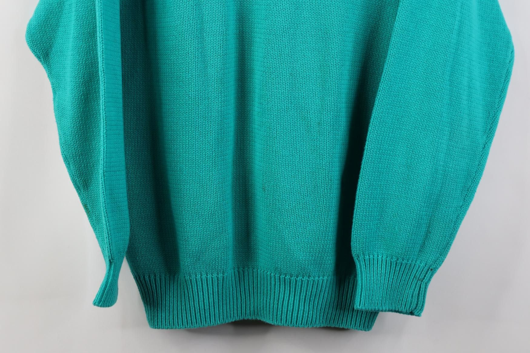 Vintage Vintage 90s Streetwear Cotton Knit Crewneck Sweater Teal Size S / US 4 / IT 40 - 3 Thumbnail