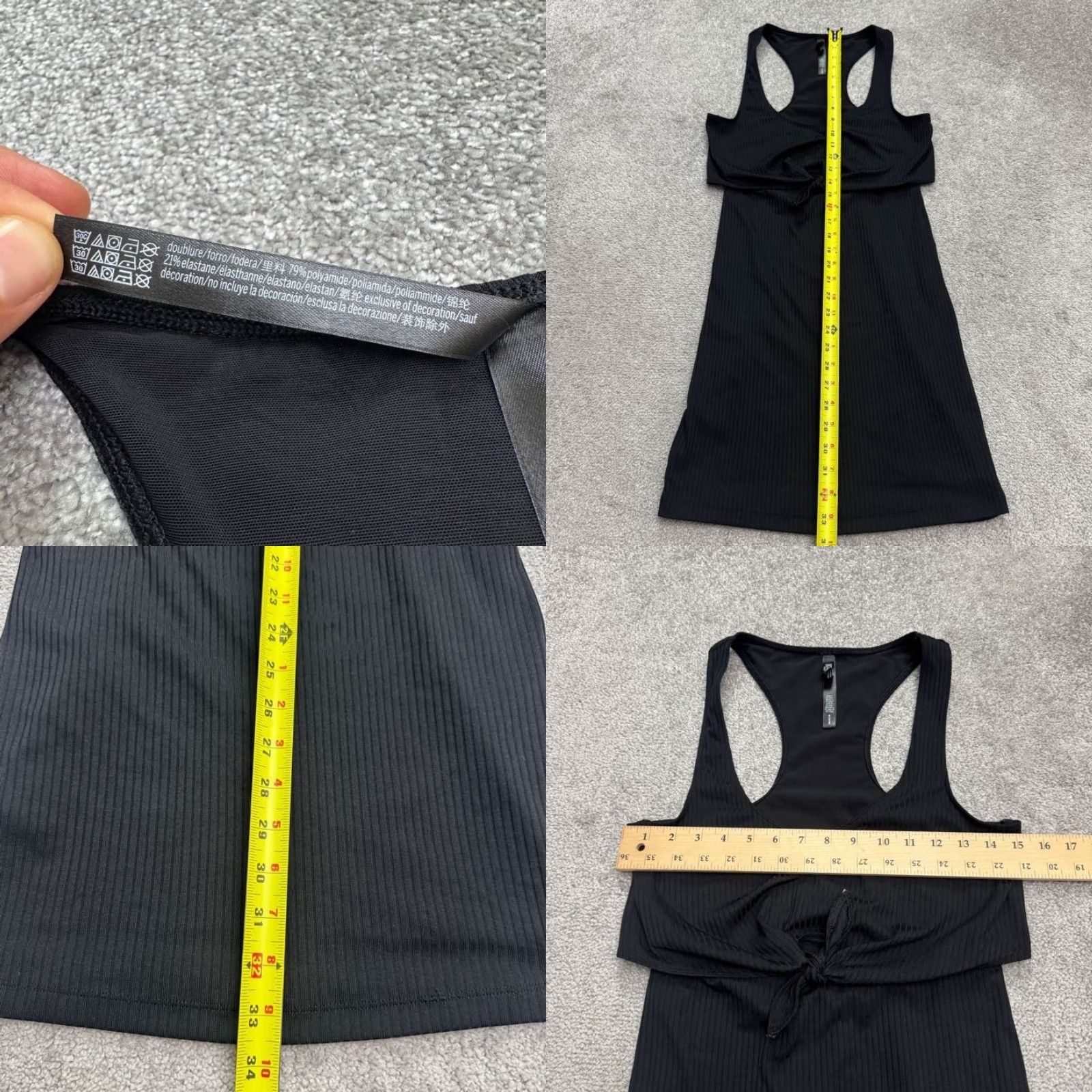 Vintage Victoria Sport Dress Womens Mini Bodycon Tank Dress Black Knit Cutout Size M / US 6-8 / IT 42-44 - 8 Thumbnail