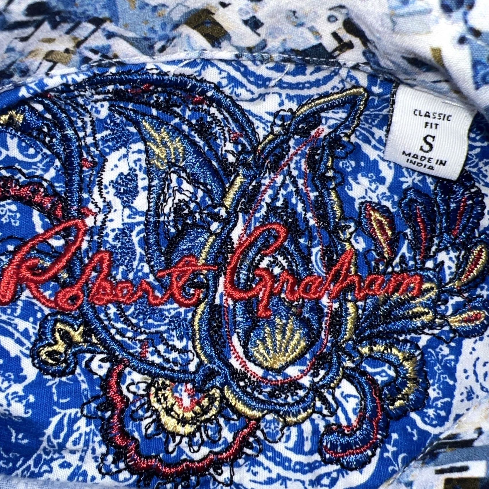 Robert Graham Robert Graham Dress Shirt Men’s Small Blue Paisley Pattern Classic New Size 36R - 6 Thumbnail