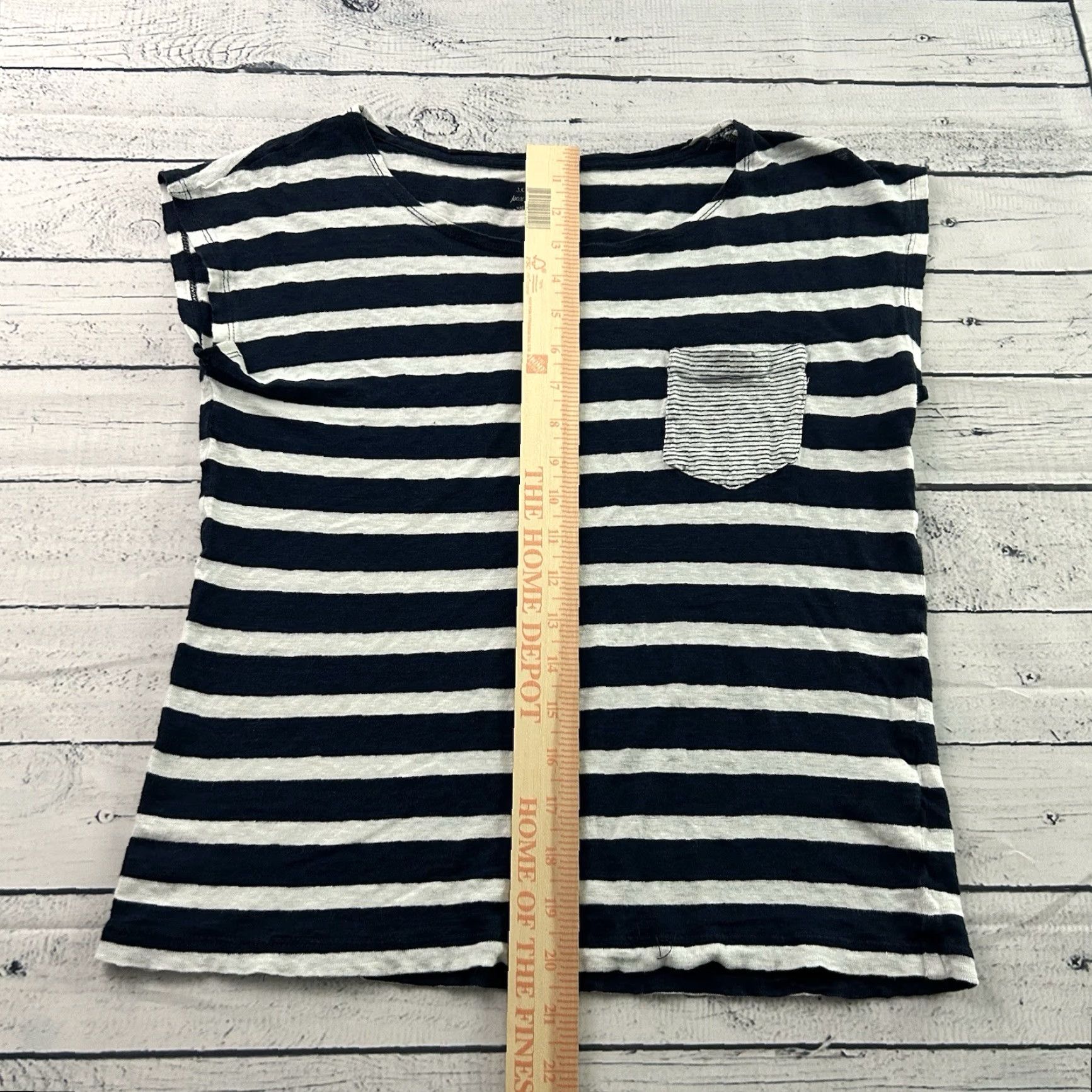 J.Crew J.Crew Linen Short Sleeve Striped Pocket Top Women's S Blue White 100% Linen Multicolor Pocket Size S / US 4 / IT 40 - 3 Thumbnail