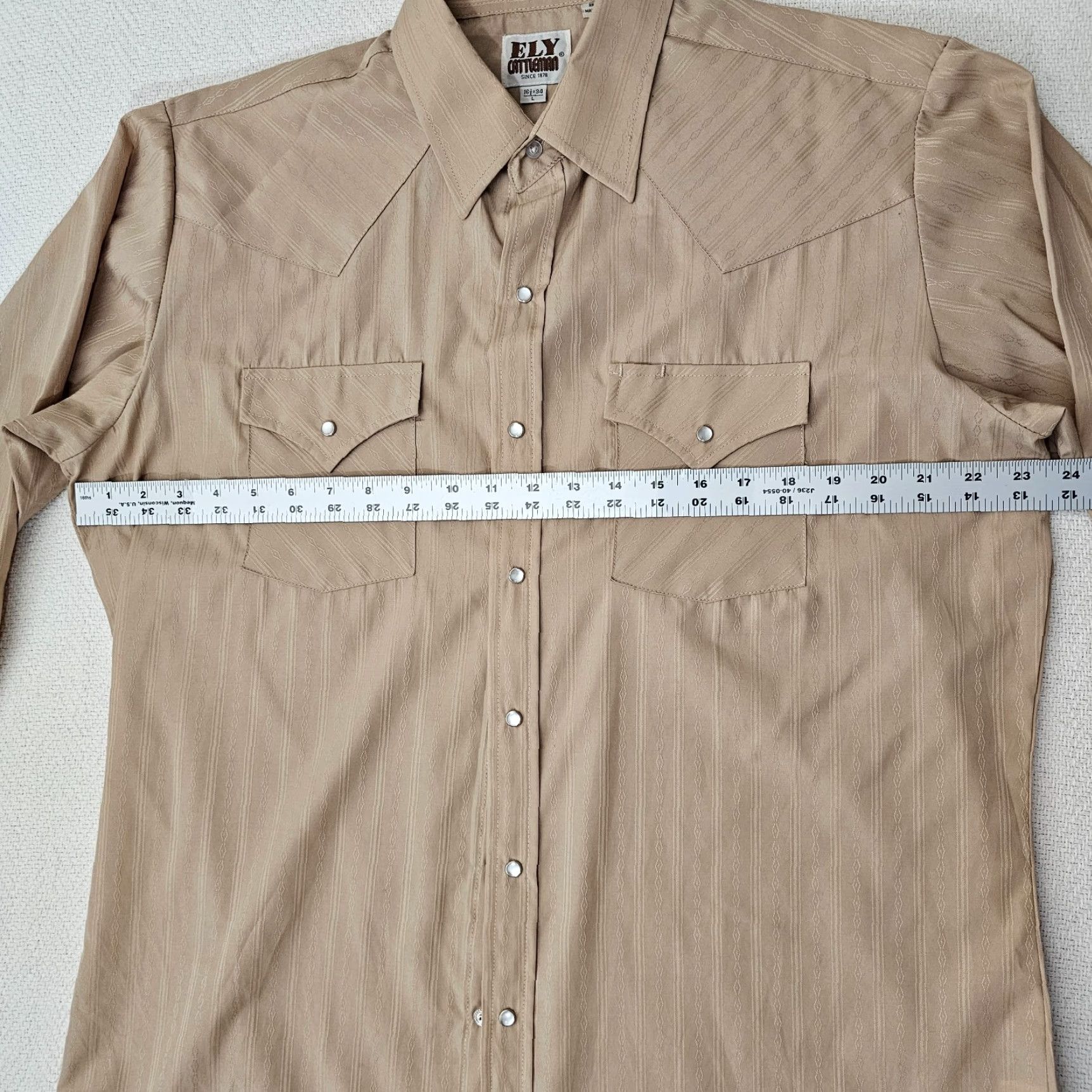 Vintage Ely Cattleman Shirt Mens 16.5 Brown Pearl Snap Western Emboss Button Up Rodeo Size US XL / EU 56 / 4 - 5 Thumbnail