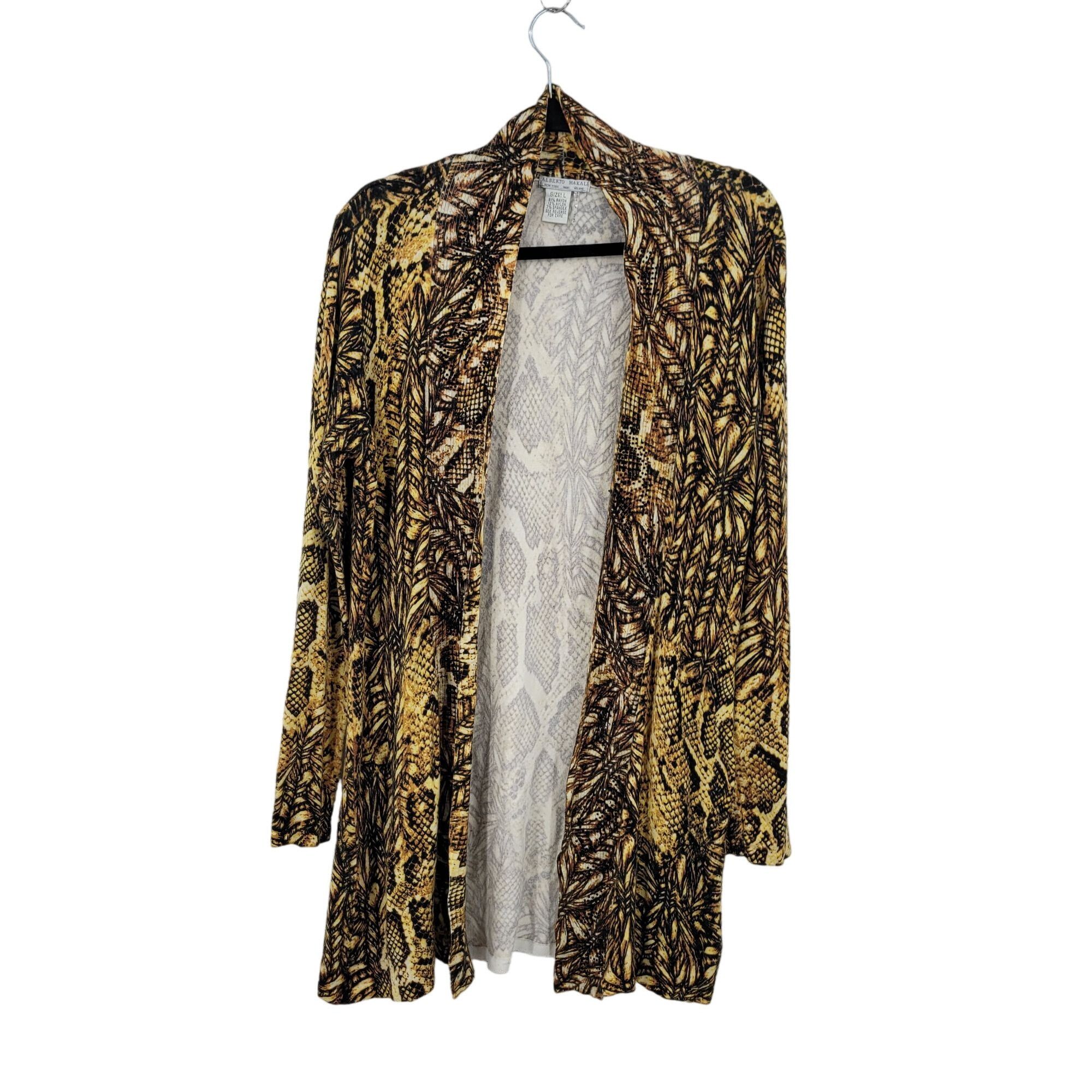 Vintage Vintage Alberto Makali Artsy Snake Open Cardigan L Golden Du Size L / US 10 / IT 46 - 1 Thumbnail