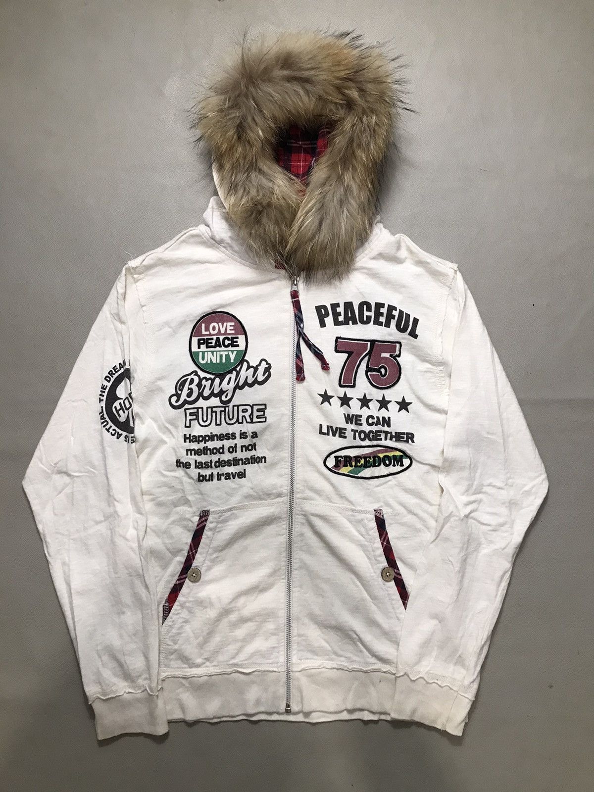 Japanese Poem surf Fur Hoodie Peace and love
