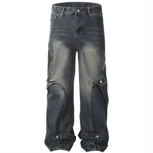 VIBE Design Hip Hop Baggy Washed Retro Loose Jeans y2k Size US 35 - 1 Thumbnail