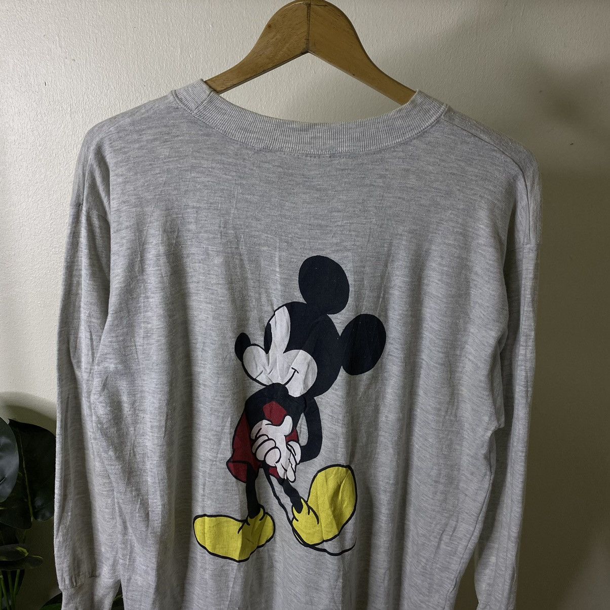 Disney × Mickey Mouse × Vintage Vintage 1990s Disney Mickey Mouse Mirror Print LS Tee Size US L / EU 52-54 / 3 - 6 Thumbnail