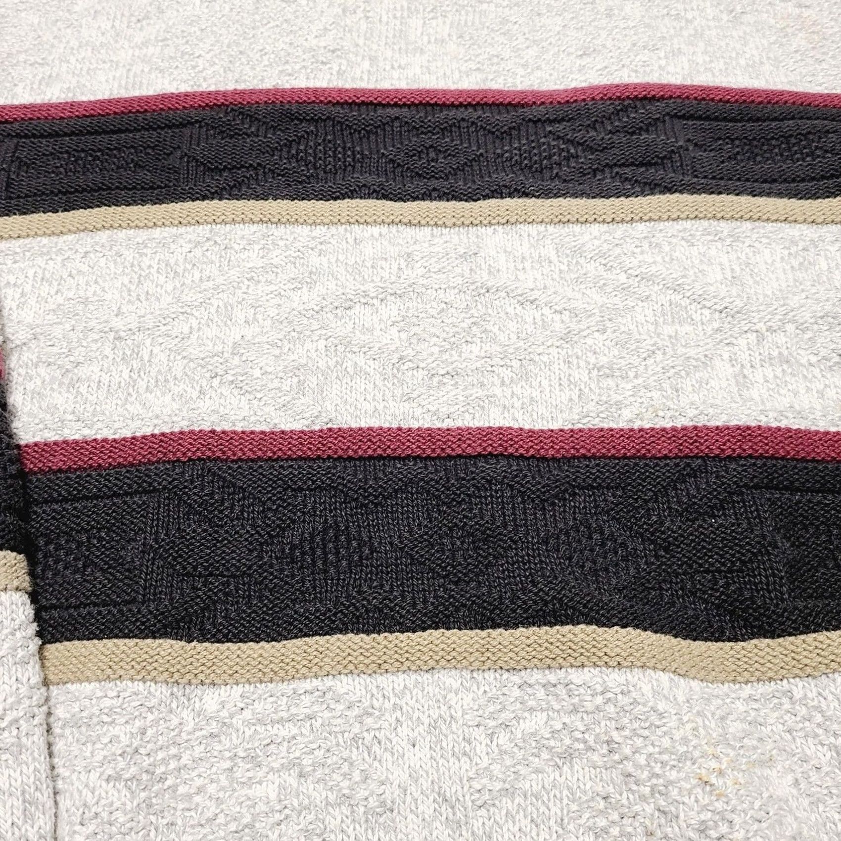 Vintage VINTAGE Hampton Bay Sweater Mens Large Beige Striped Grandpa Made In USA 90's Geometric Knit Cotton Pullover Round Neck Long Sleeve Casual Mens Size US L / EU 52-54 / 3 - 2 Thumbnail