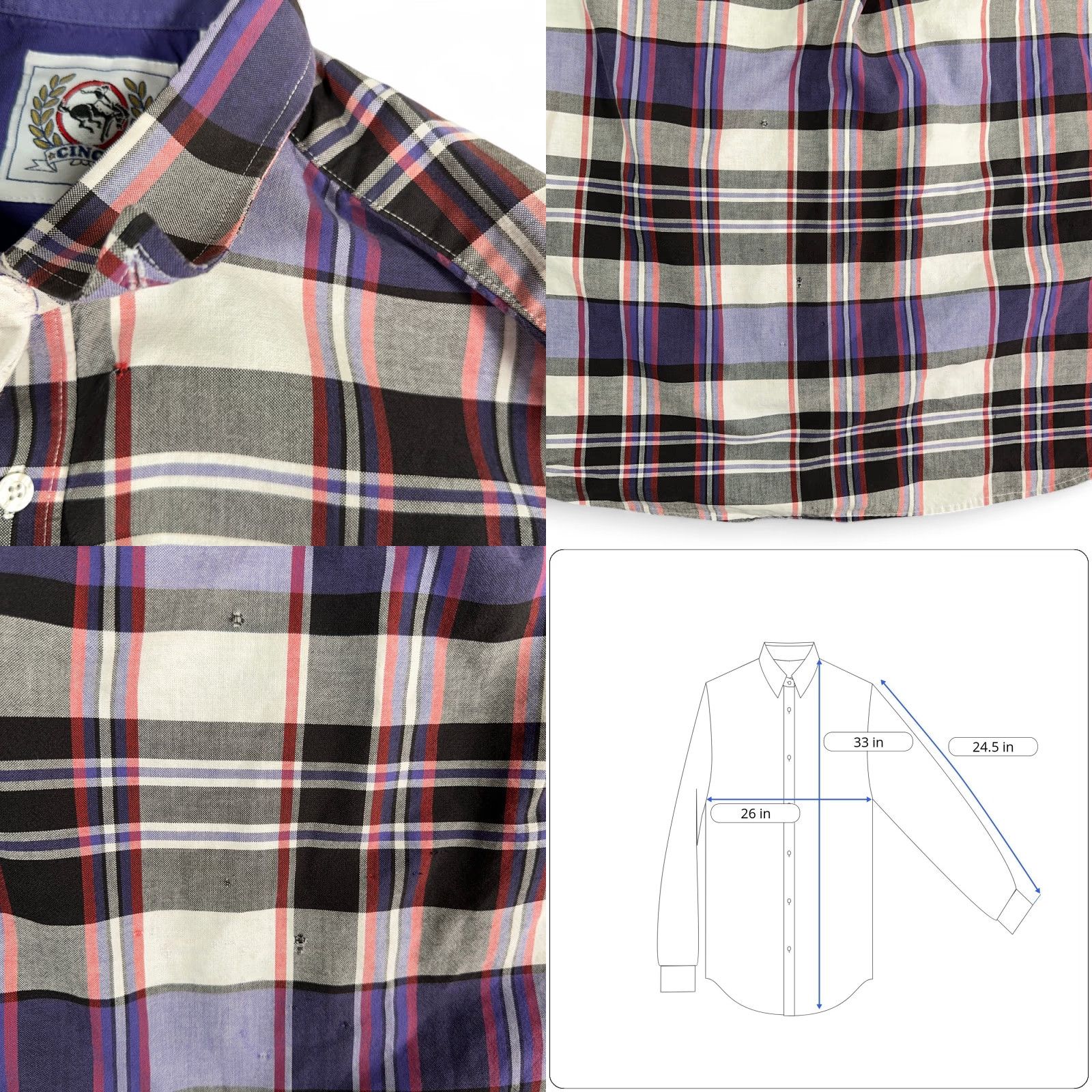 Vintage Cinch Western Shirt XL Adult Purple White Plaid Cowboy Work Shirt Size US XL / EU 56 / 4 - 9 Thumbnail