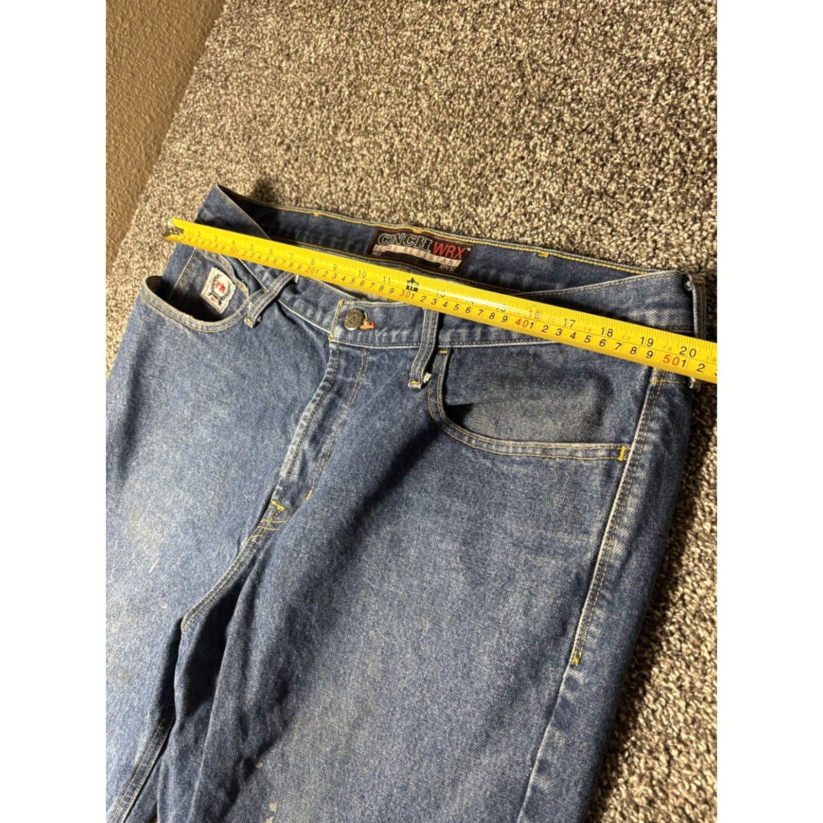 Denime Cinch WRX FR Jeans Men 40x34 Denim White Label Relaxed Flame-Resistant Work Jeans 5-Pocket American Cowboys Color Blue Mens Size US 40 / EU 56 - 3 Thumbnail