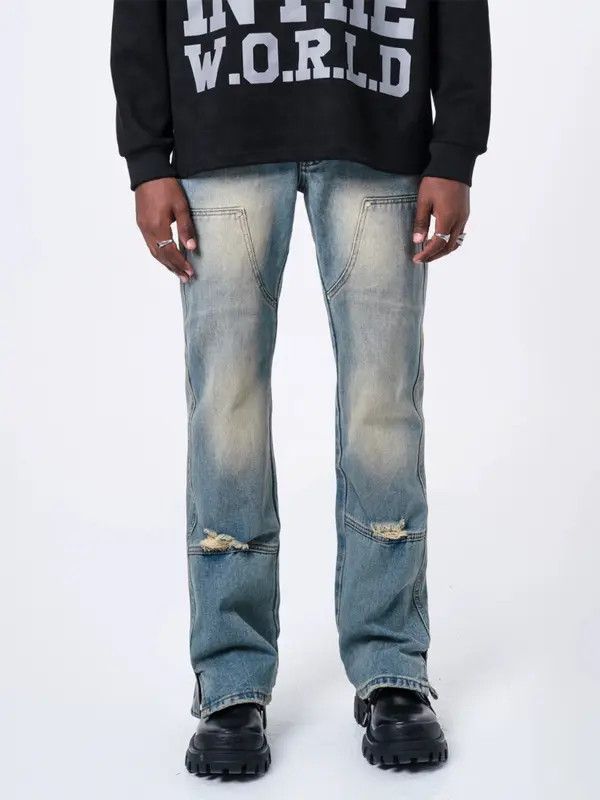 VIBE washed faded damaged flared carpenter jeans Size US 30 / EU 46 - 4 Thumbnail