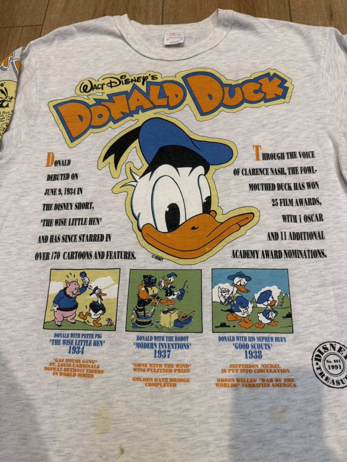 Disney Vintage 1991 Disney Donald Duck Grey Long Sleeve AOP Size US XL / EU 56 / 4 - 2 Thumbnail
