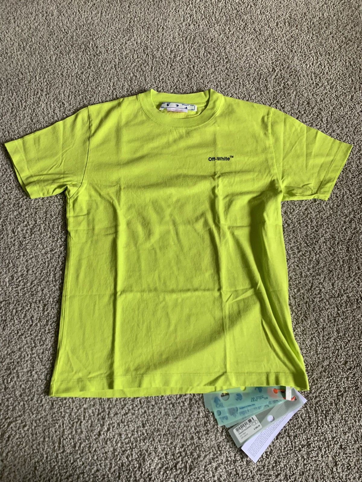 image of Off White Virgil Abloh Off-White Yellow Printed T-Shirt Size Small, Men's