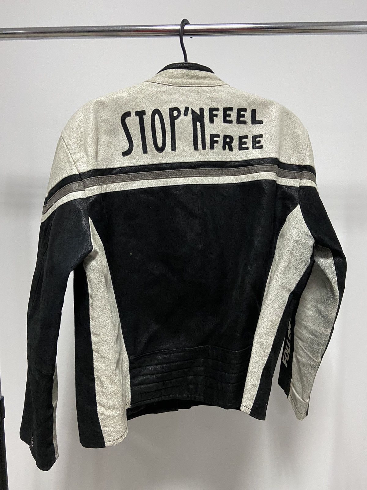 Vintage Moto team leather jacket follow me I'm famous big logo Size US XXL / EU 58 / 5 - 2 Thumbnail