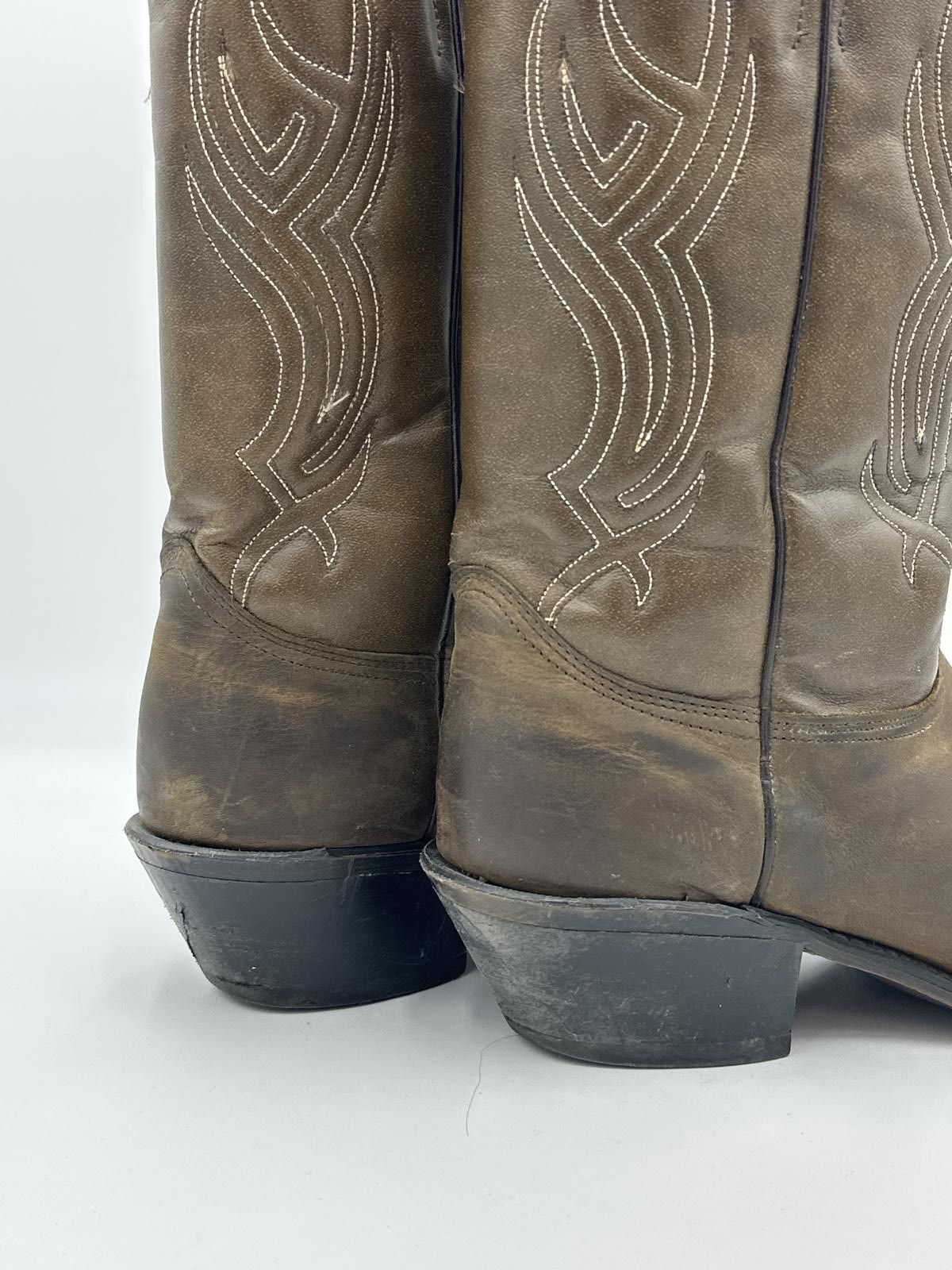 Designer Stylish Brown Western Cowboy Boots with Intricate Stitching Size US 9.5 / EU 42-43 - 3 Thumbnail