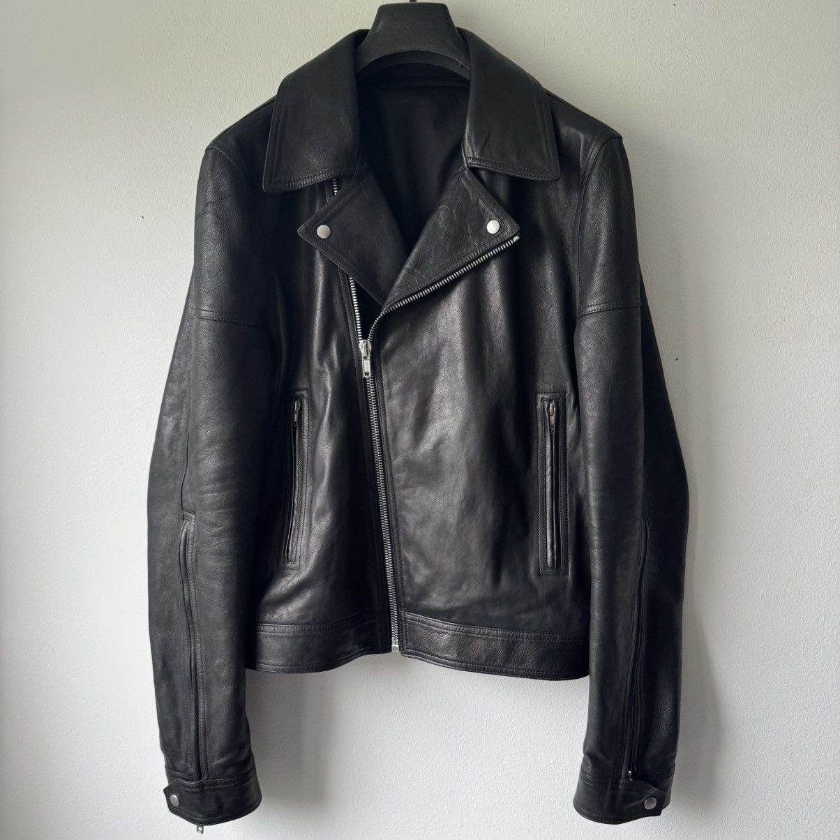 Pre-owned Rick Owens Ss2023 Black Dracubiker Lamb Leather Jacket