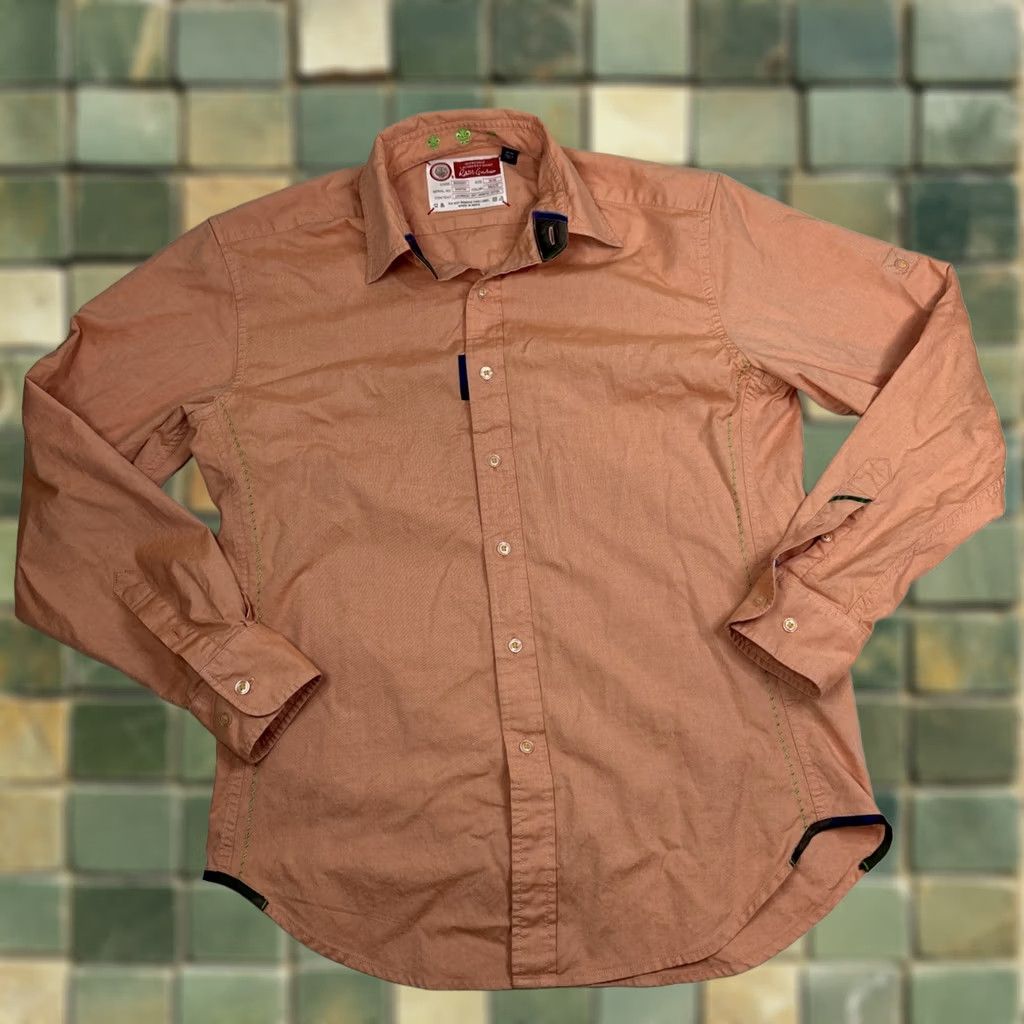 Robert Graham Robert Graham The Fresh Laundered Shirt Mens Medium Salmon Long Sleeve Button-Up Collared Embroidered Size US M / EU 48-50 / 2 - 1 Thumbnail
