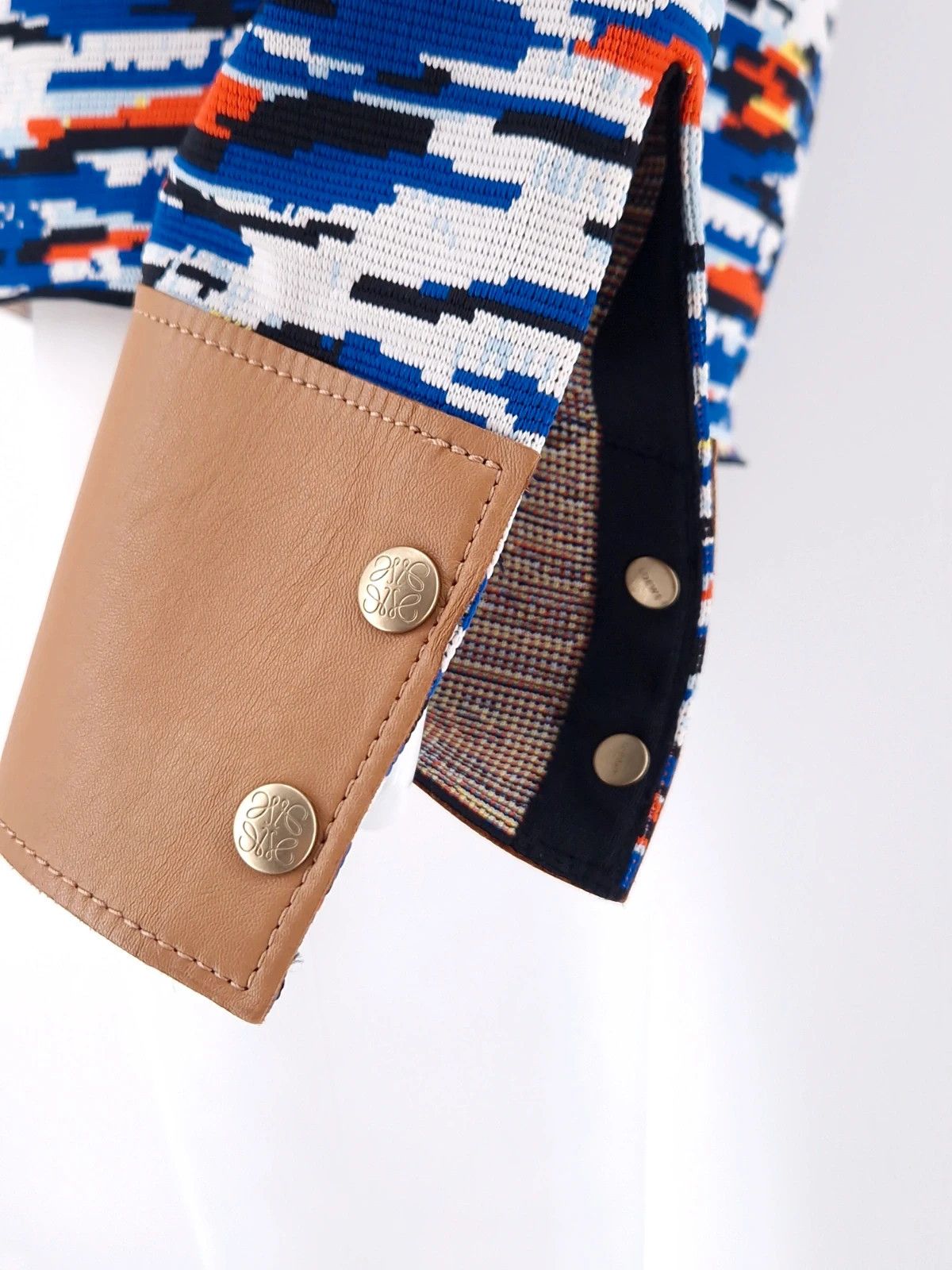 Loewe Loewe Glitch Pattern Turtleneck Knit with Leather Cuffs Size S / US 4 / IT 40 - 3 Thumbnail