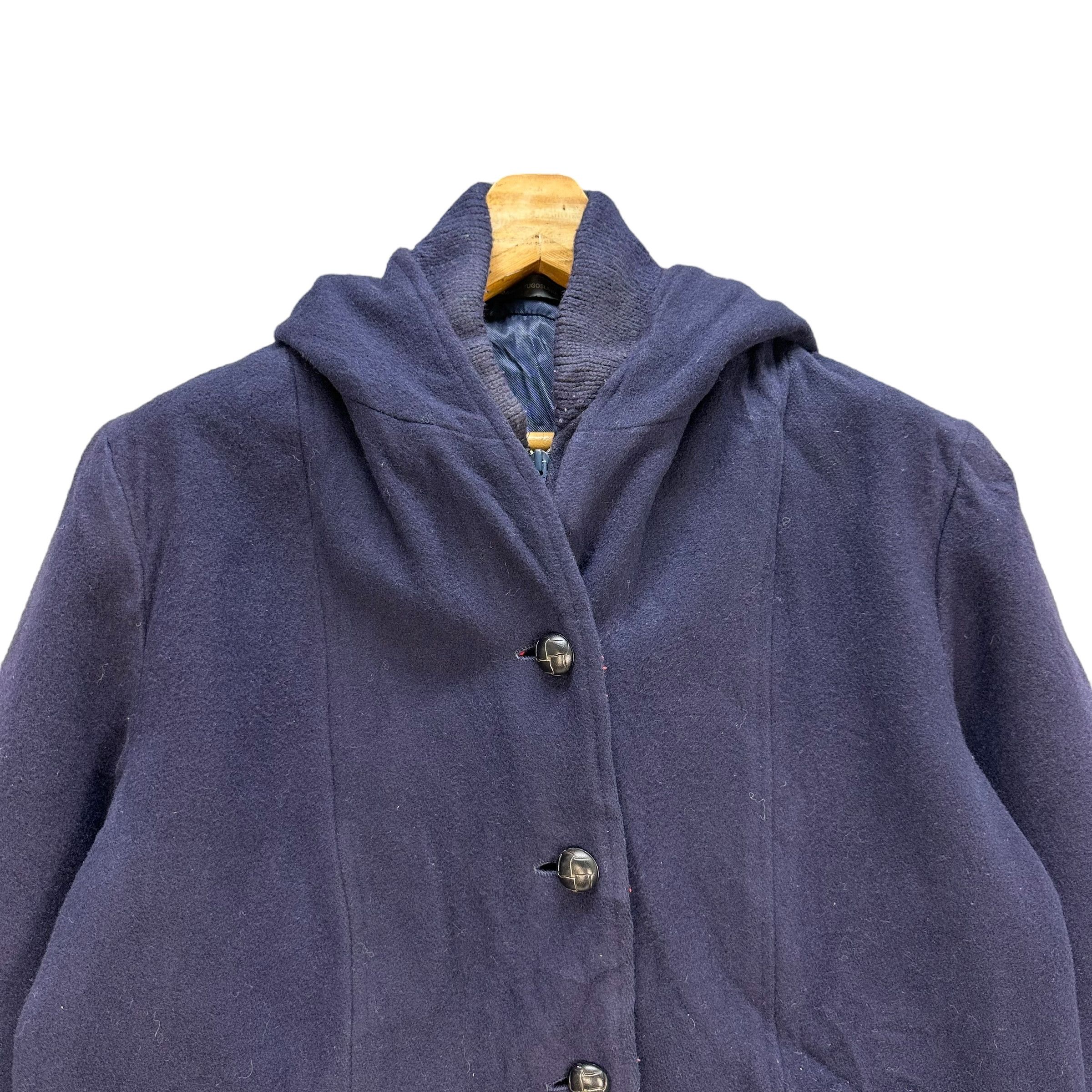Vintage International Scene Button Zipper Hooded Wool Jacket A8-0196 Size US L / EU 52-54 / 3 - 2 Thumbnail