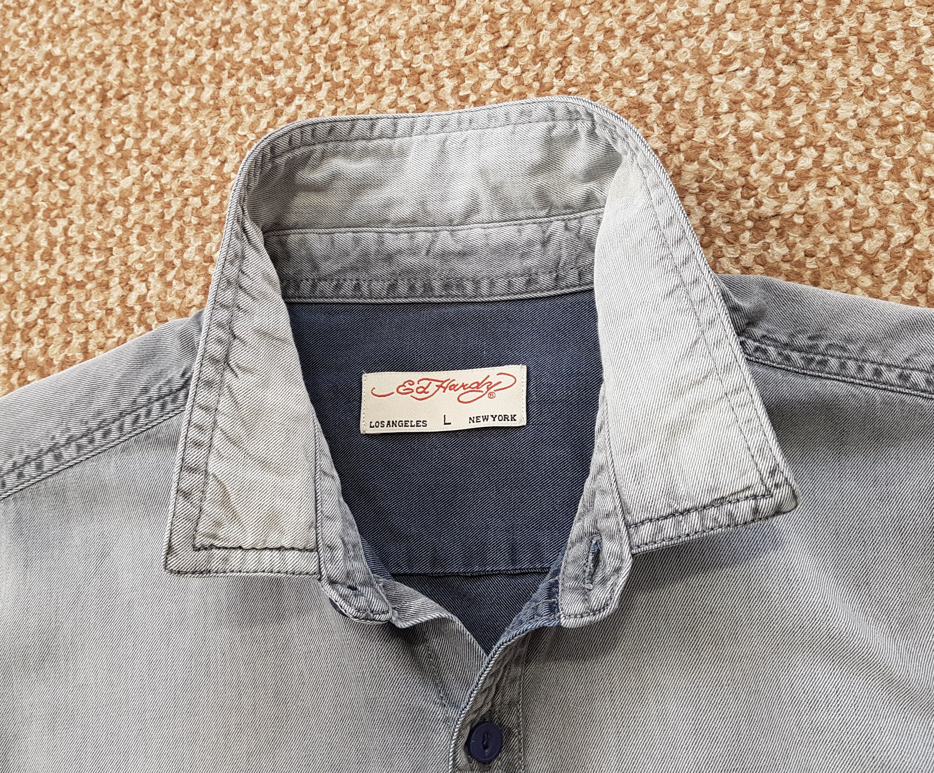Ed Hardy Ed Hardy Y2K Vintage Style Denim Shirt Embroidered Logo sz L Size US L / EU 52-54 / 3 - 7 Thumbnail