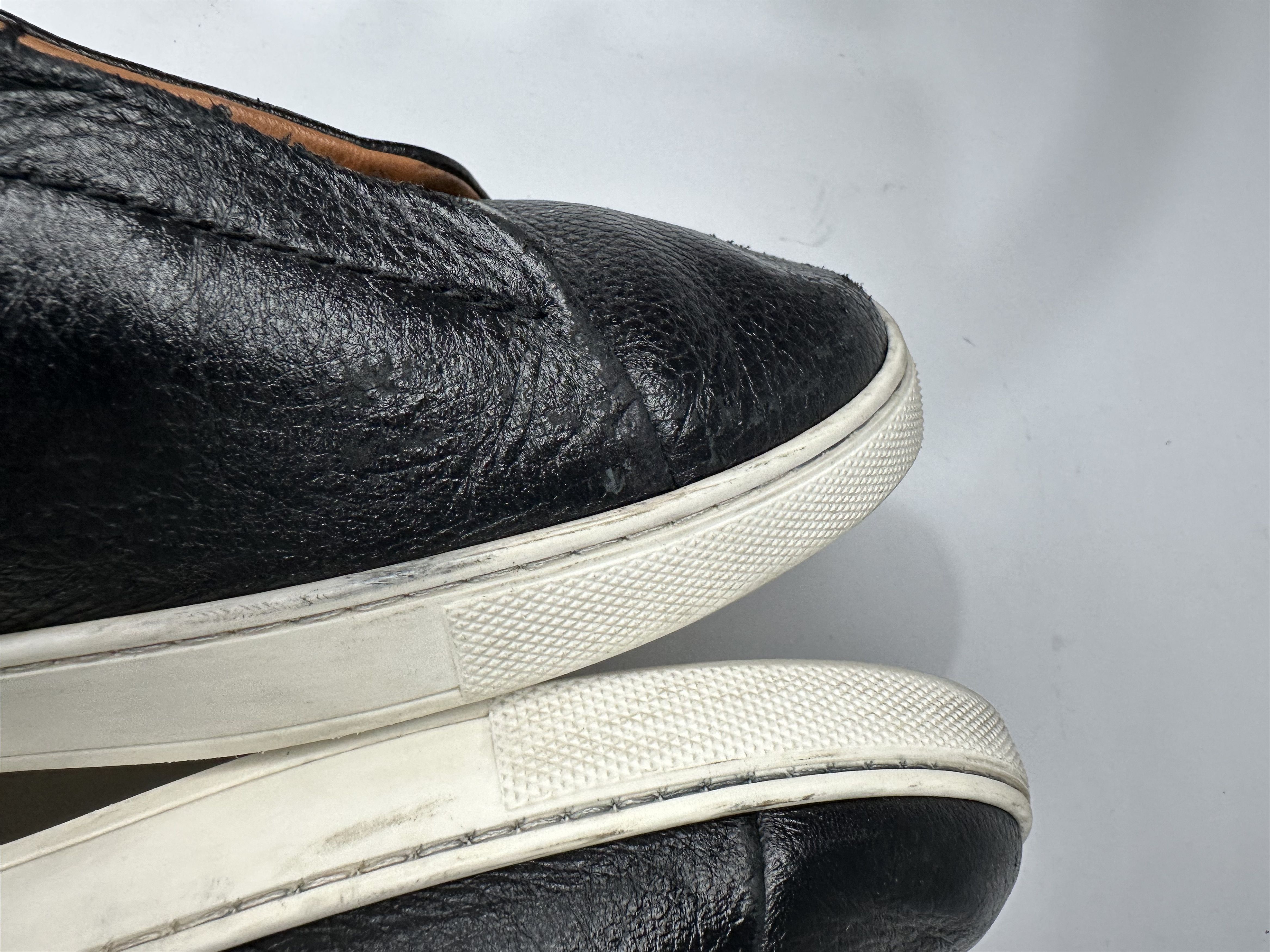 Z Zegna Zegna Triple Stitch Black Deerskin Leather Low Top Sneakers. Size US 7.5 / EU 40-41 - 11 Thumbnail