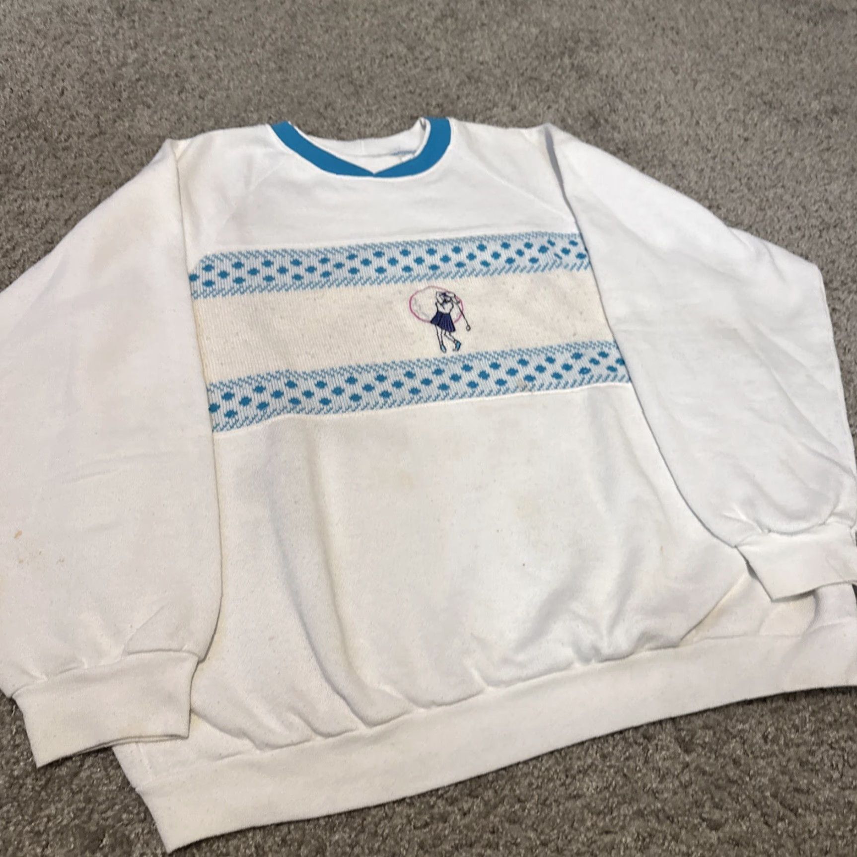Vintage VINTAGE Golf Sweatshirt Women XL White Teal Blue Knit Accent Great Lakes Apparel Pullover Size XL / US 12-14 / IT 48-50 - 2 Thumbnail