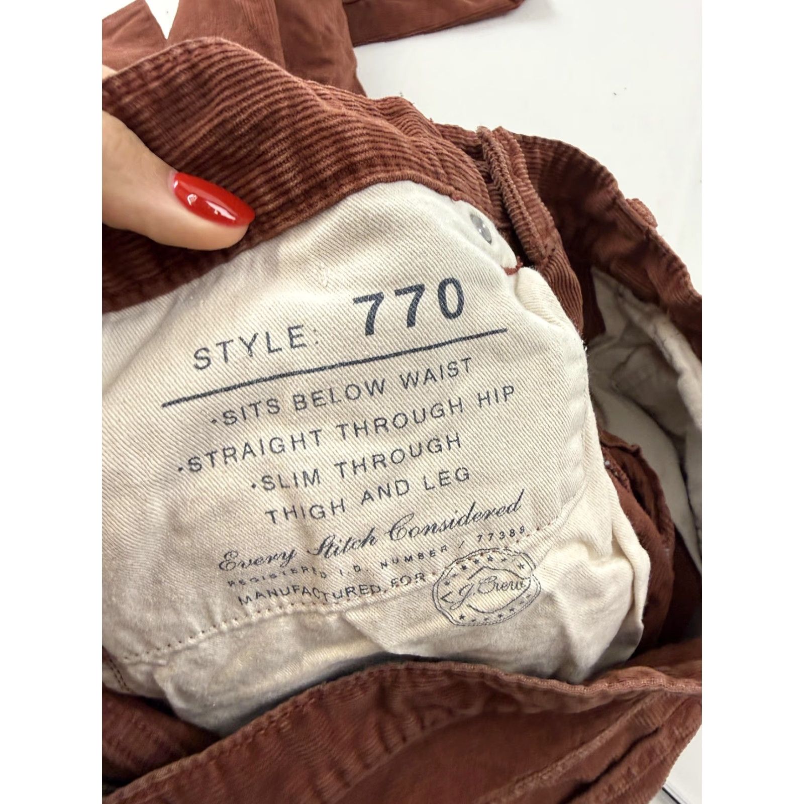 J.Crew J.CREW Pants Mens 33x30 Corduroy Slim Fit Chino 5-Pocket Brown Casual Size US 33 - 6 Thumbnail