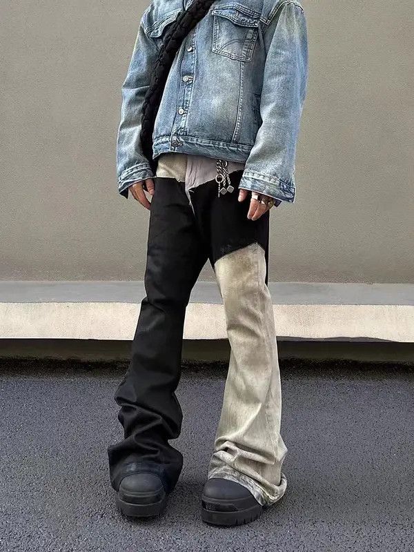Japanese Brand VIBE Retro hip-hop black and white splicing punk wax pants Size US 33 - 1 Thumbnail