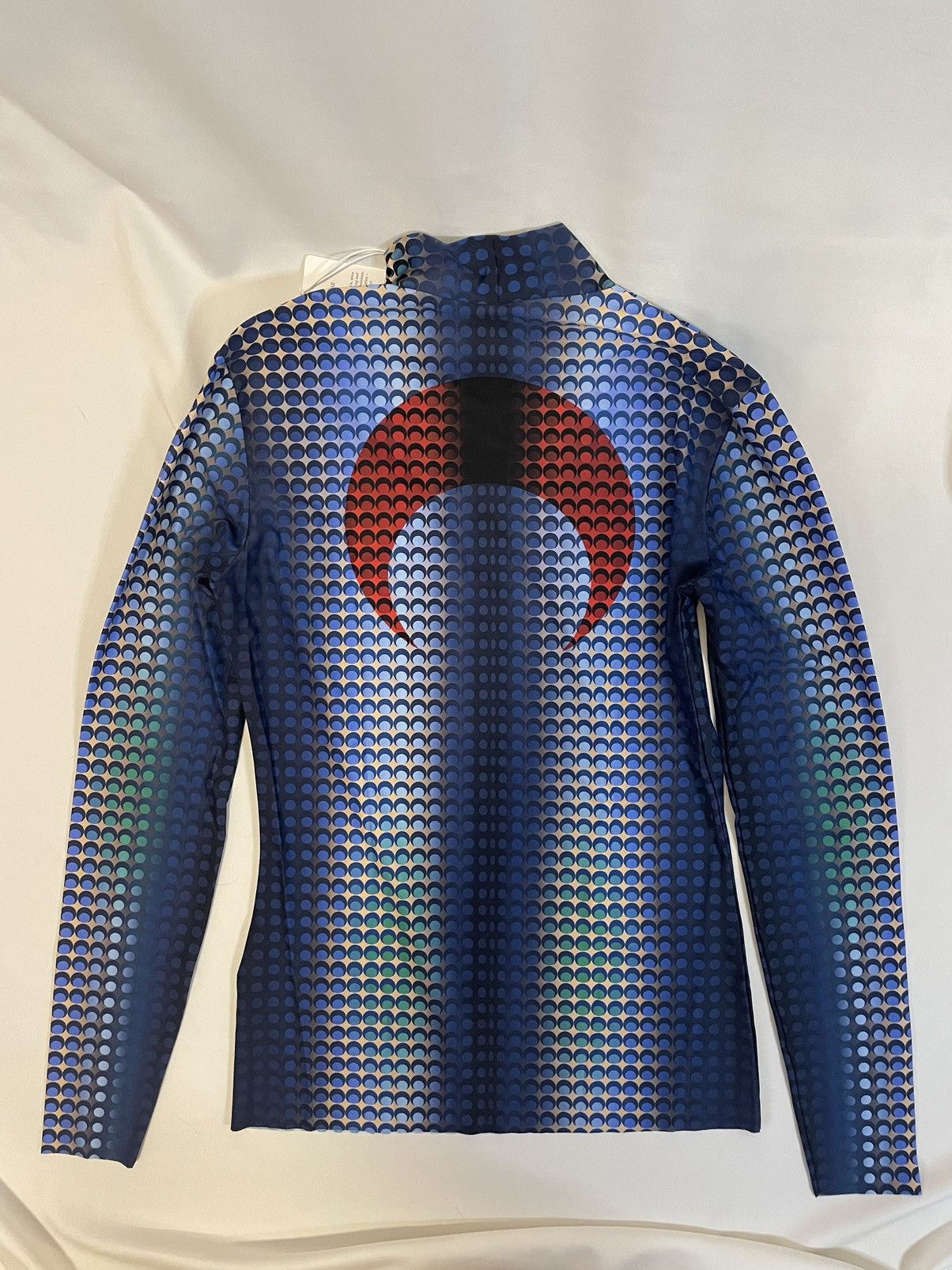 image of Marine Serre Ss21 Amor Fati Fishskin Turtleneck Top in Blue, Men's (Size Medium)