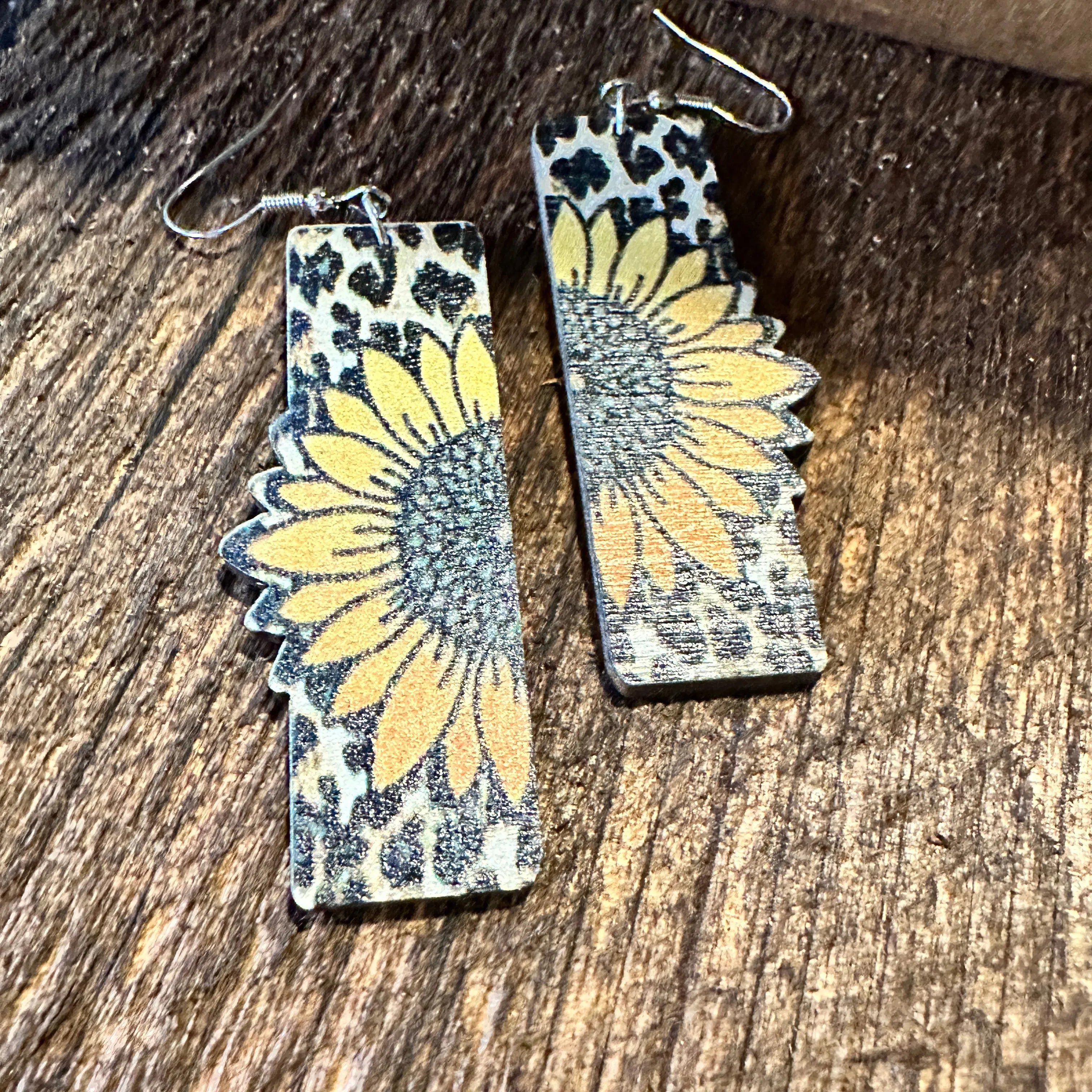 Other Boho Hippie Western Sunflower Stamped Leather Drop Wire Earr Size ONE SIZE - 9 Thumbnail