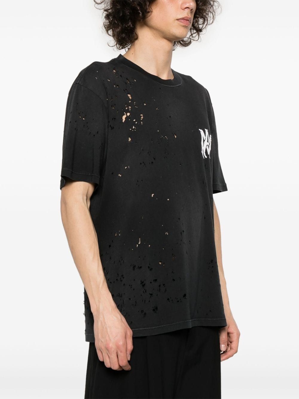 Amiri o1s1wg110825 Distressed Logo-Print T-Shirt in Black Size US S / EU 44-46 / 1 - 4 Thumbnail
