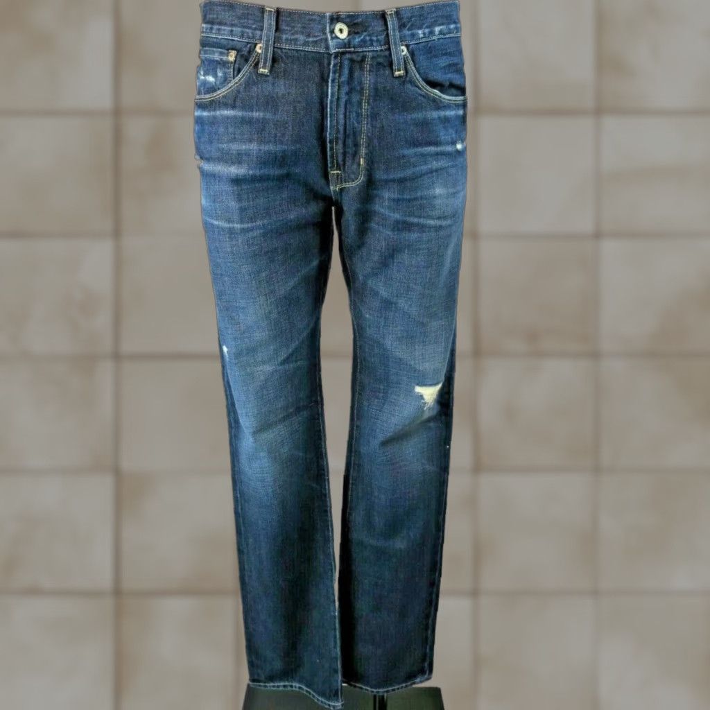 BIG STAR Division Straight Jeans Men 32x34 Denim Distressed Dark Wash NWT NEW Sample 34 Inseam 34 Youth?