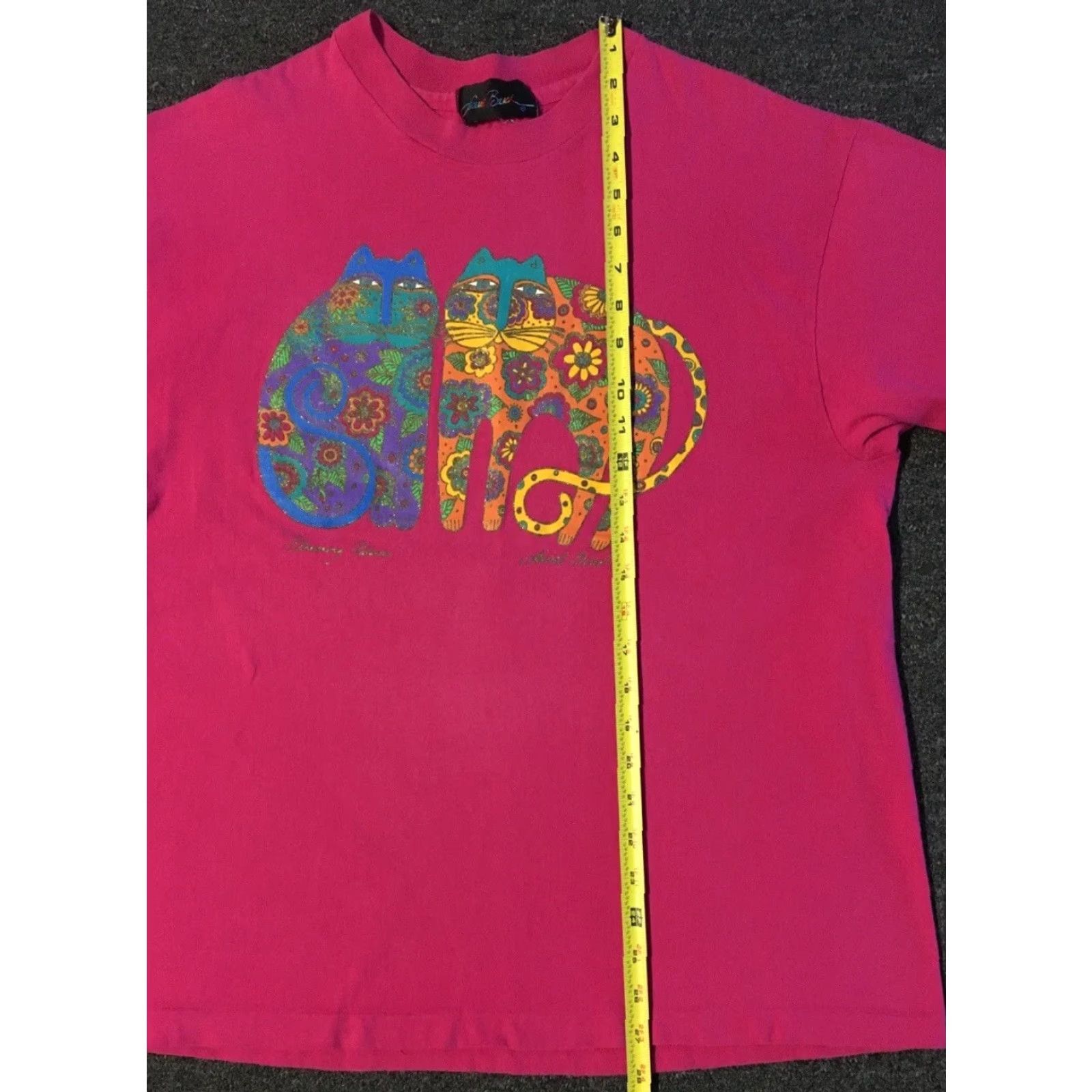 Vintage VINTAGE 90s Laurel Burch Abstract Cat Art Shirt M USA Single Stitch T-Shirt Short Sleeve Pink Men Size US M / EU 48-50 / 2 - 6 Thumbnail
