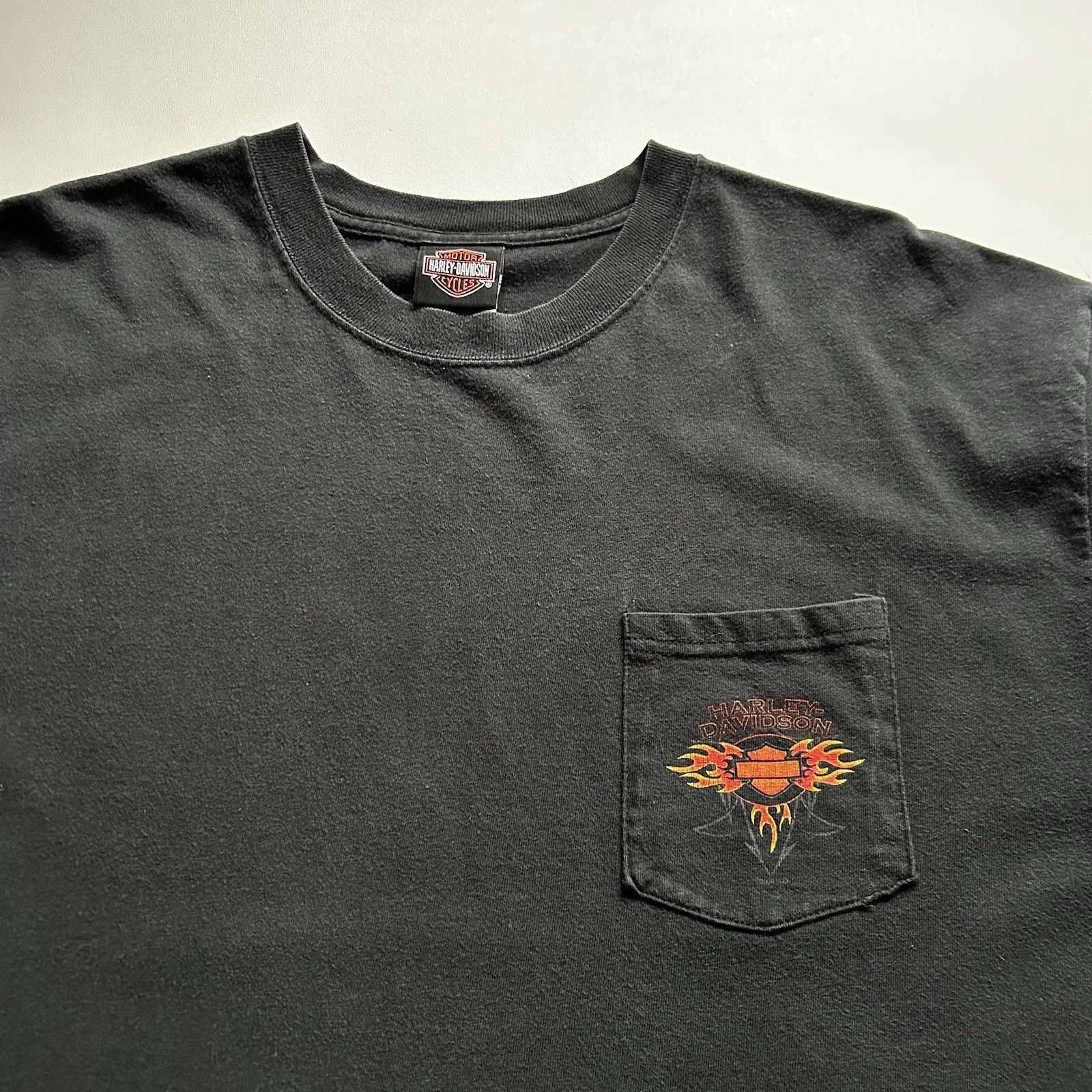 Harley Davidson Vintage Harley Davidson Pocket T-Shirt XL Faded Black Y2K Size US XL / EU 56 / 4 - 4 Thumbnail