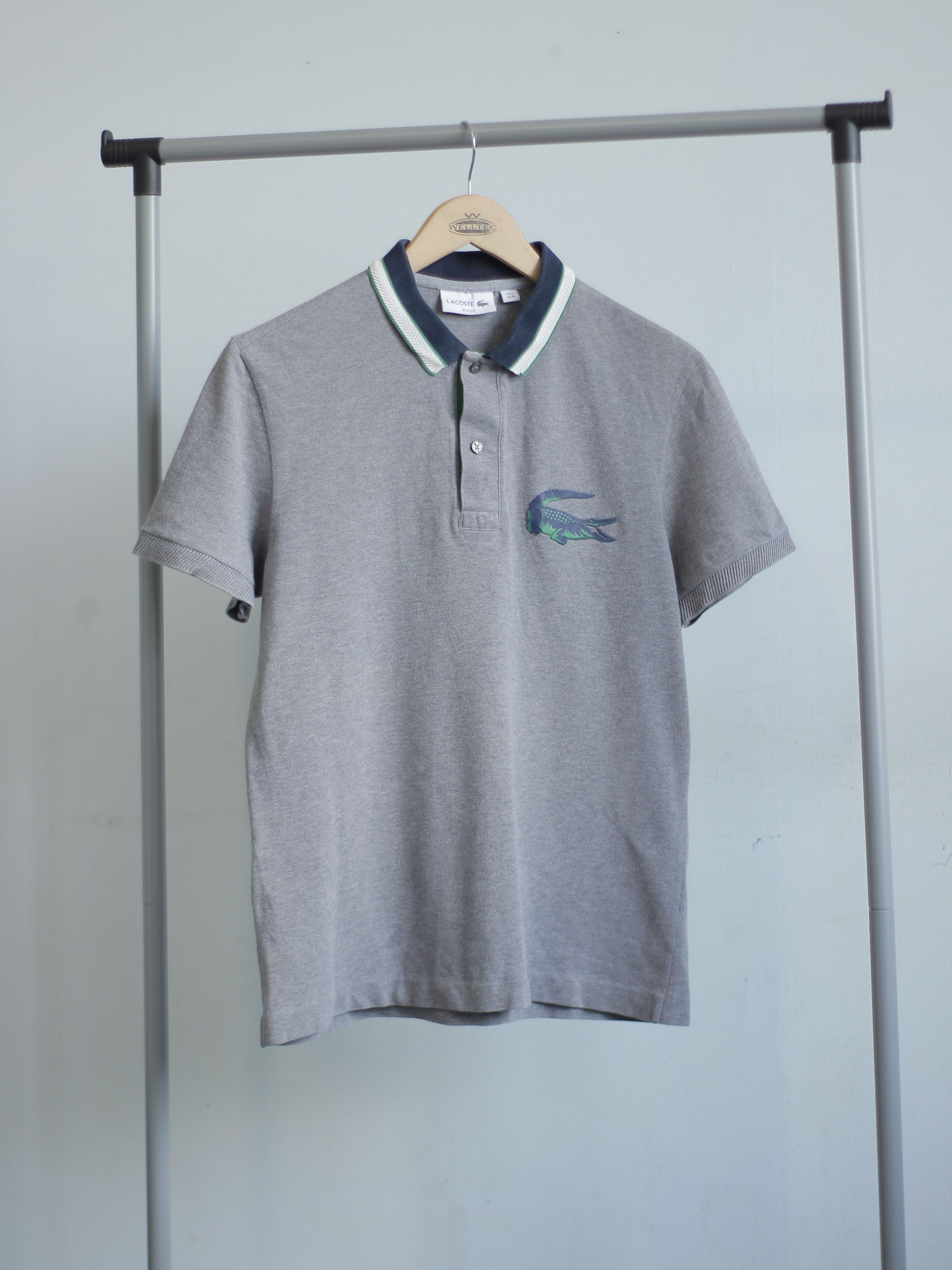 Lacoste Lacoste big logo crocodile 🐊 m s mens polo shirt gray Size US M / EU 48-50 / 2 - 1 Thumbnail